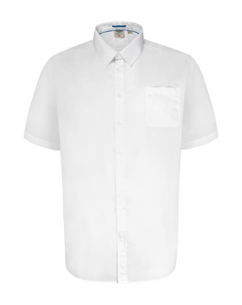 D555 Big & Tall Delmar Short Sleeve Easy Iron Classic Shirt with Pocket - White