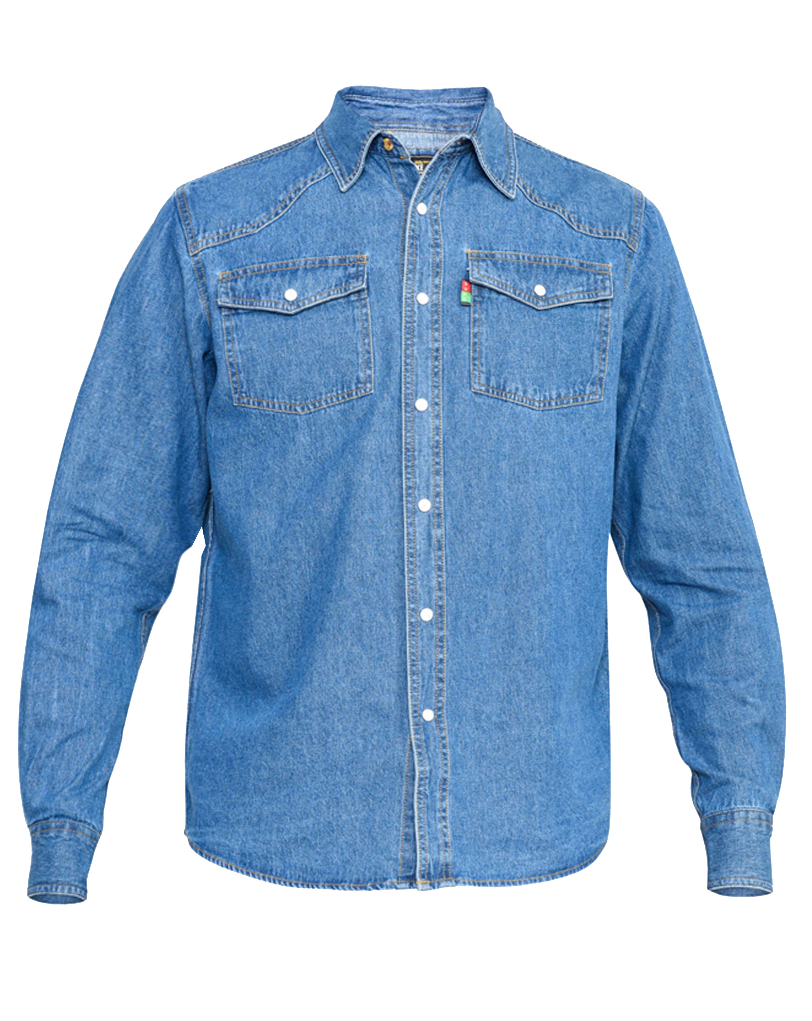 D555 Big & Tall Duke Western Style Denim Shirt with Snap Buttons - Blue