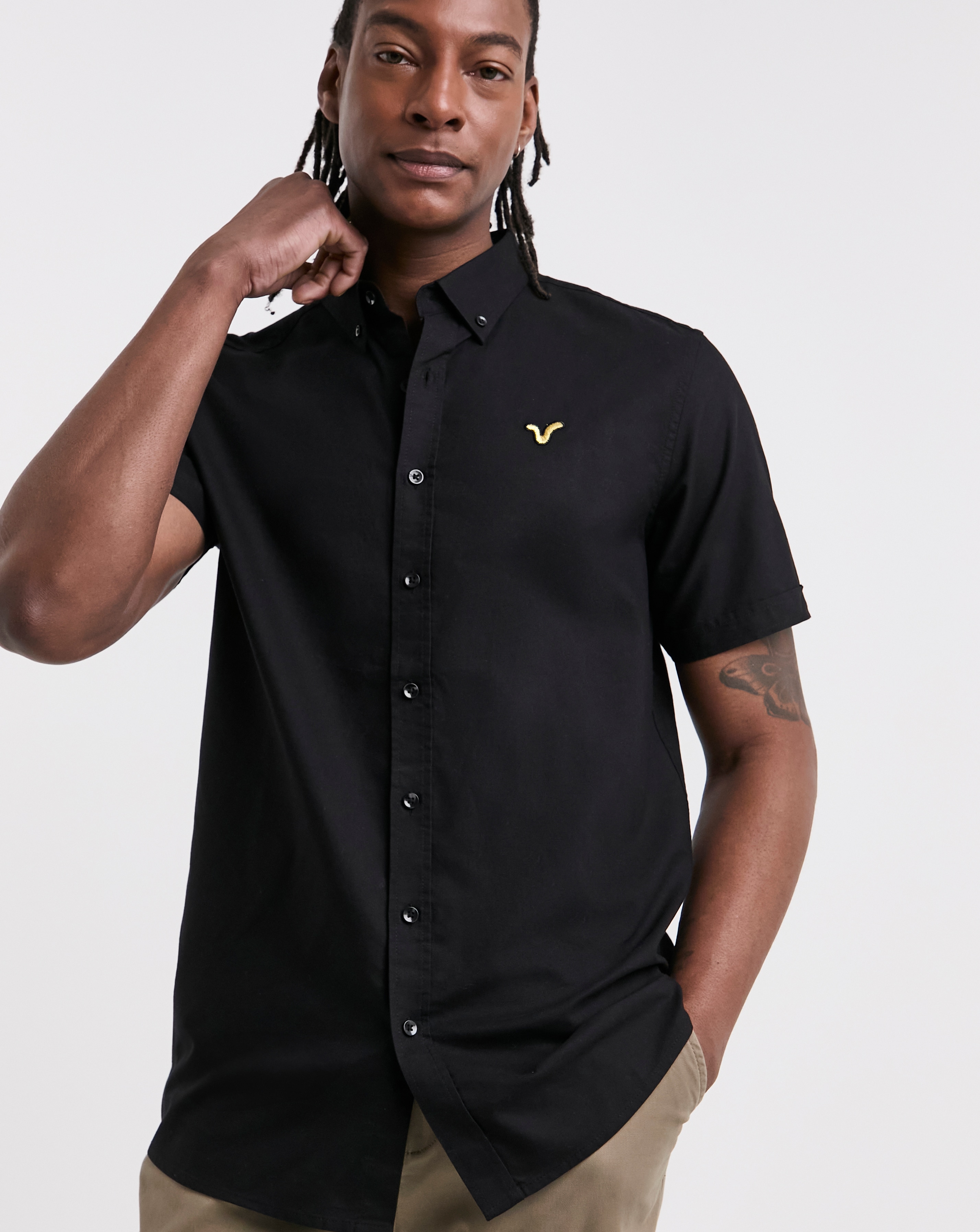 Voi Plain Oxford Short Sleeve Shirt Long