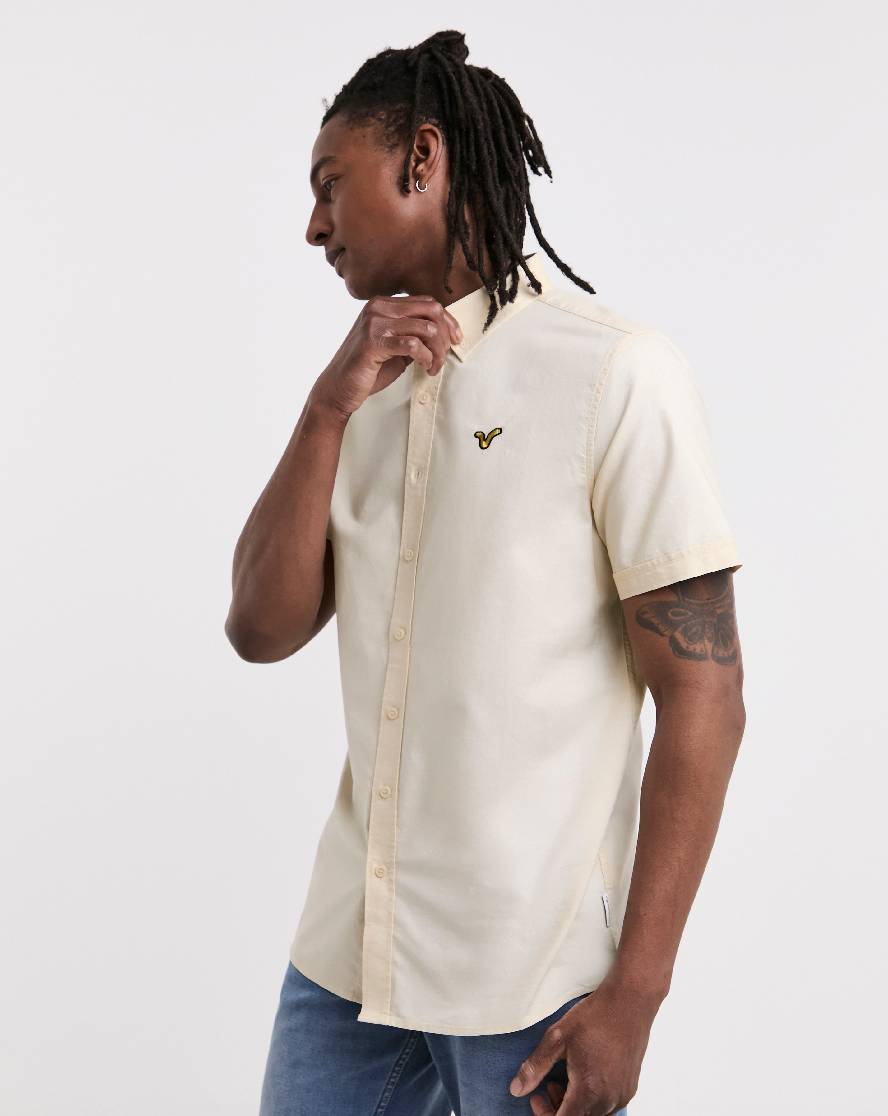 Voi Plain Oxford Short Sleeve Shirt Long