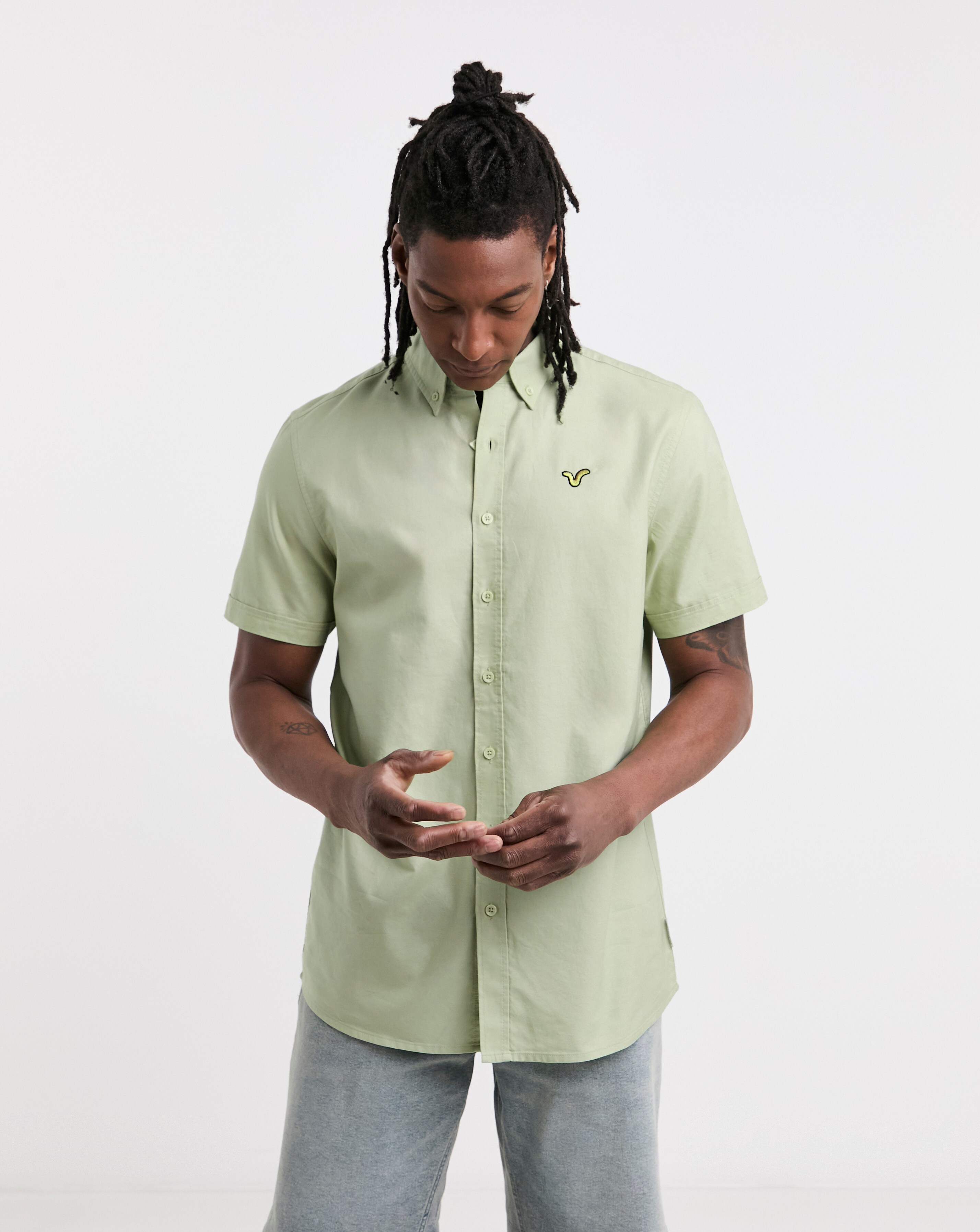 Voi Plain Oxford Short Sleeve Shirt Long