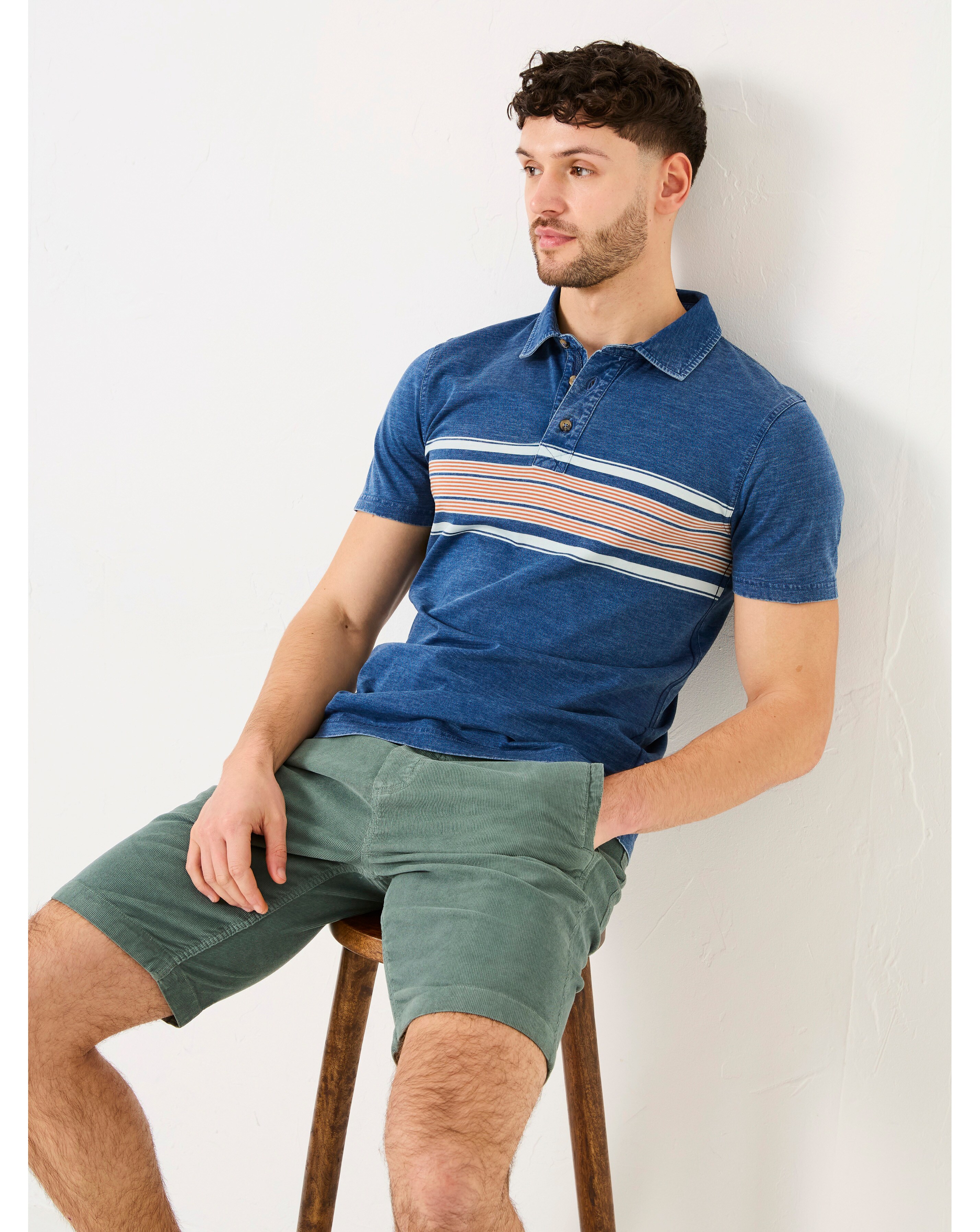 FatFace Chest Stripe Polo - Indigo Blue