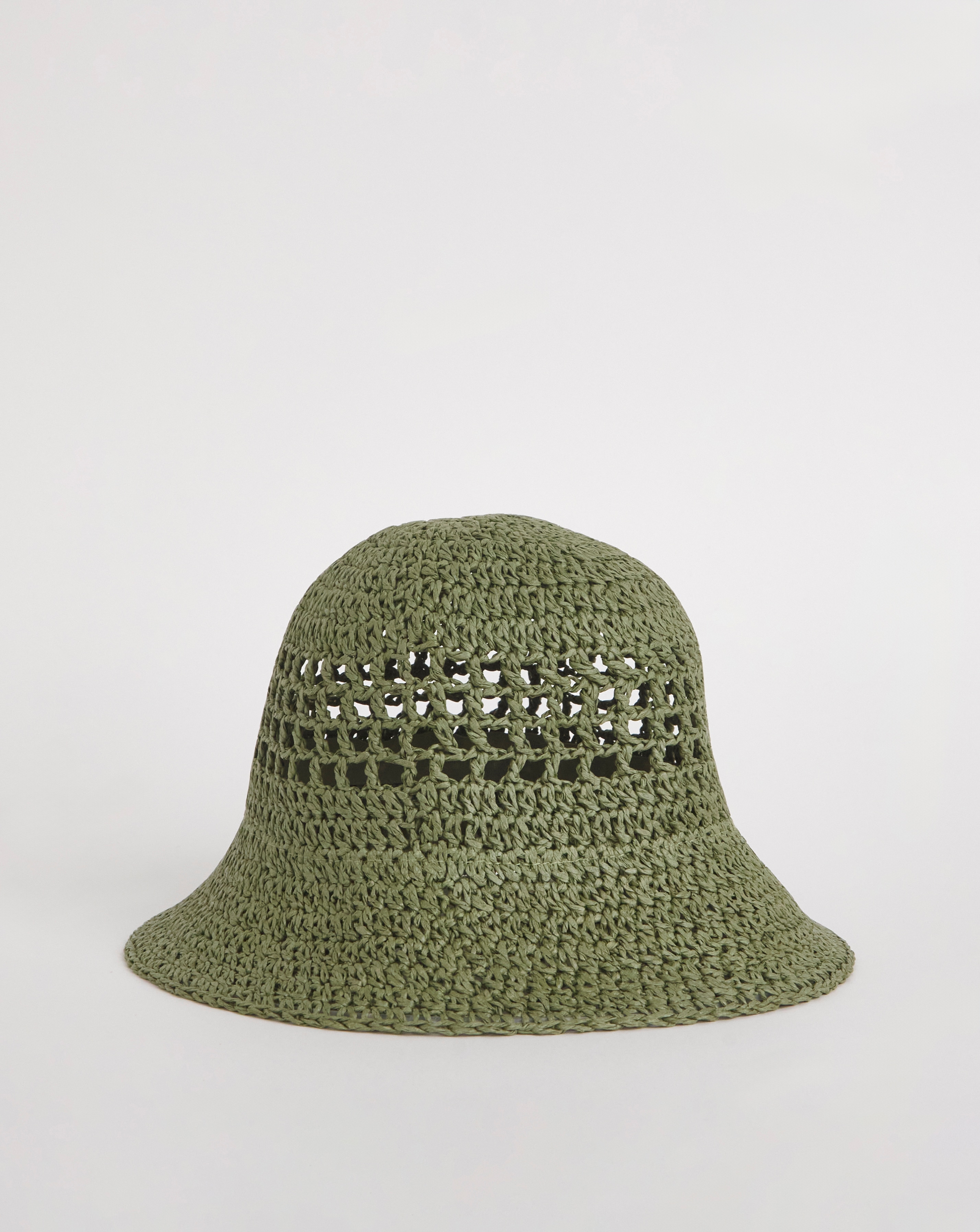 Khaki Crochet Straw Hat