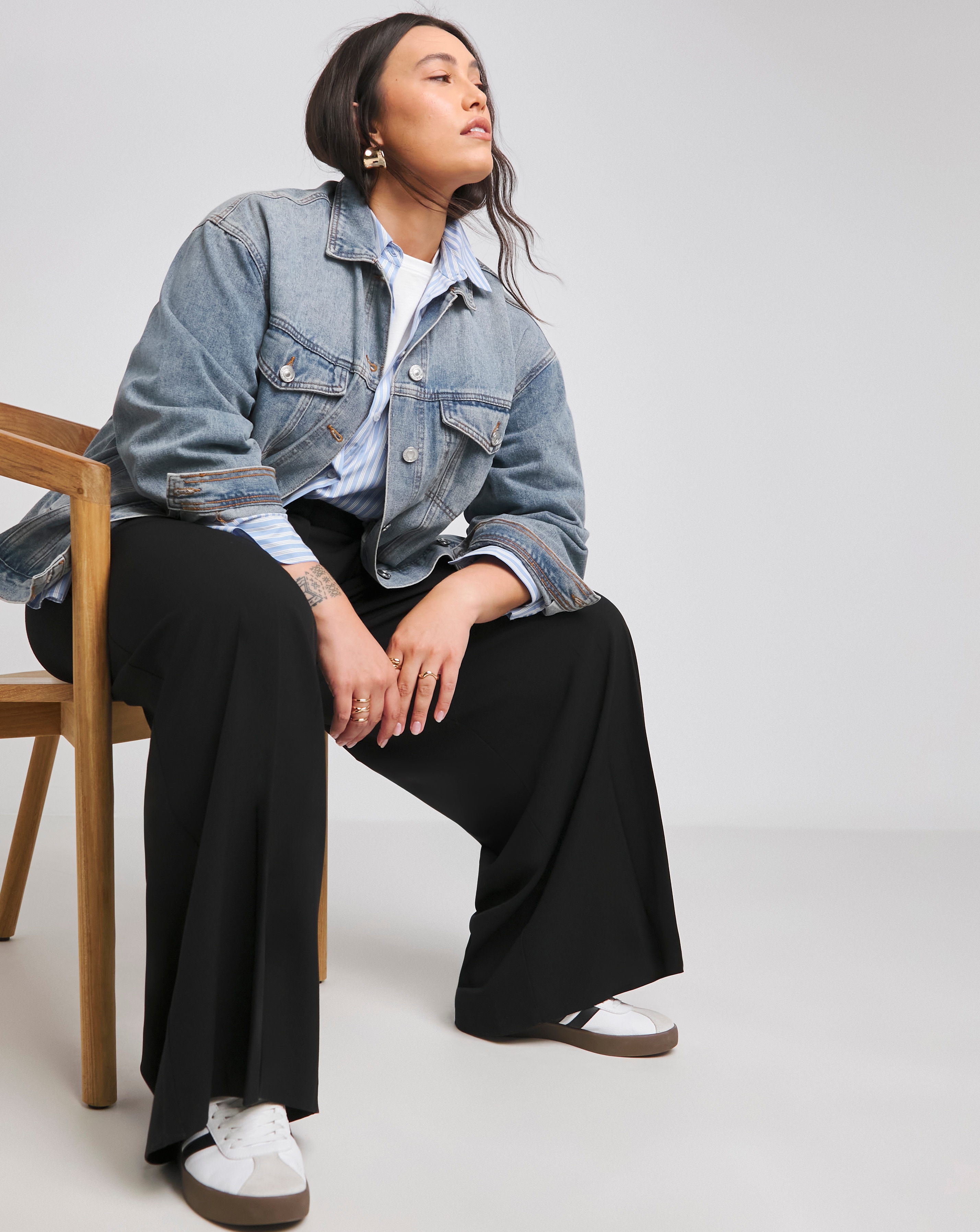 Black Magisculpt Wide Leg Long Trousers