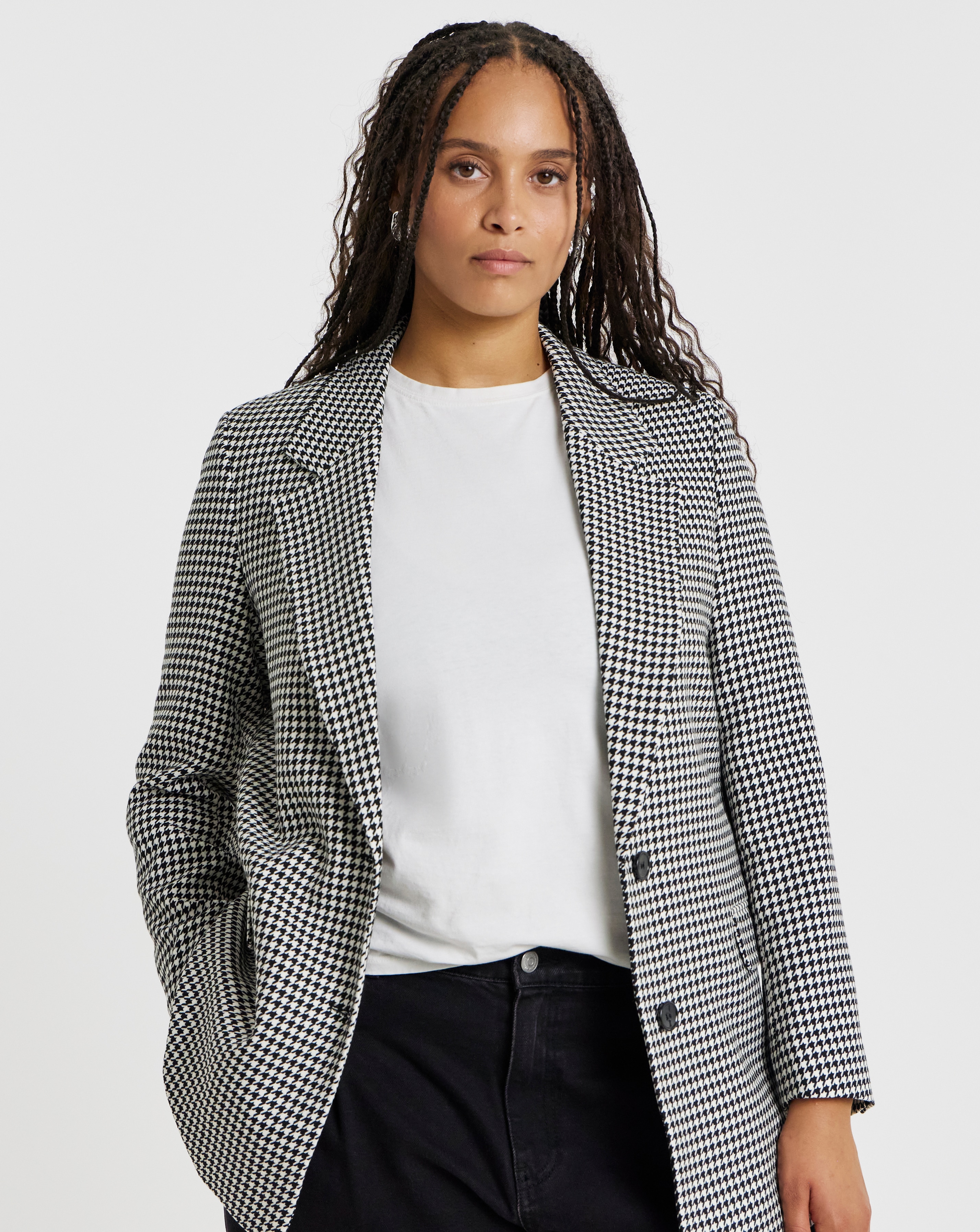 Houndstooth Single Breasted Blazer