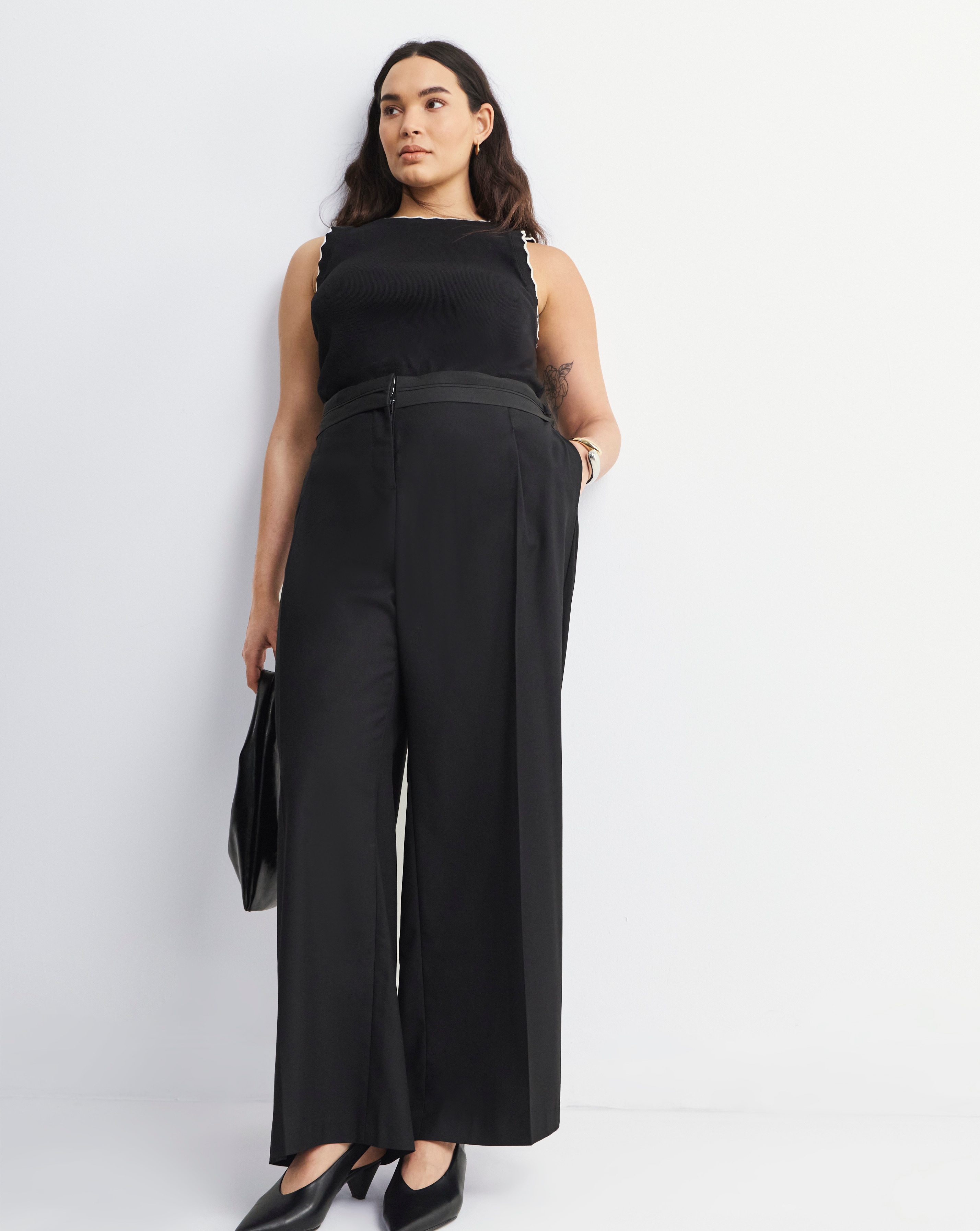 Turned Over Waistband Tailored Trouser