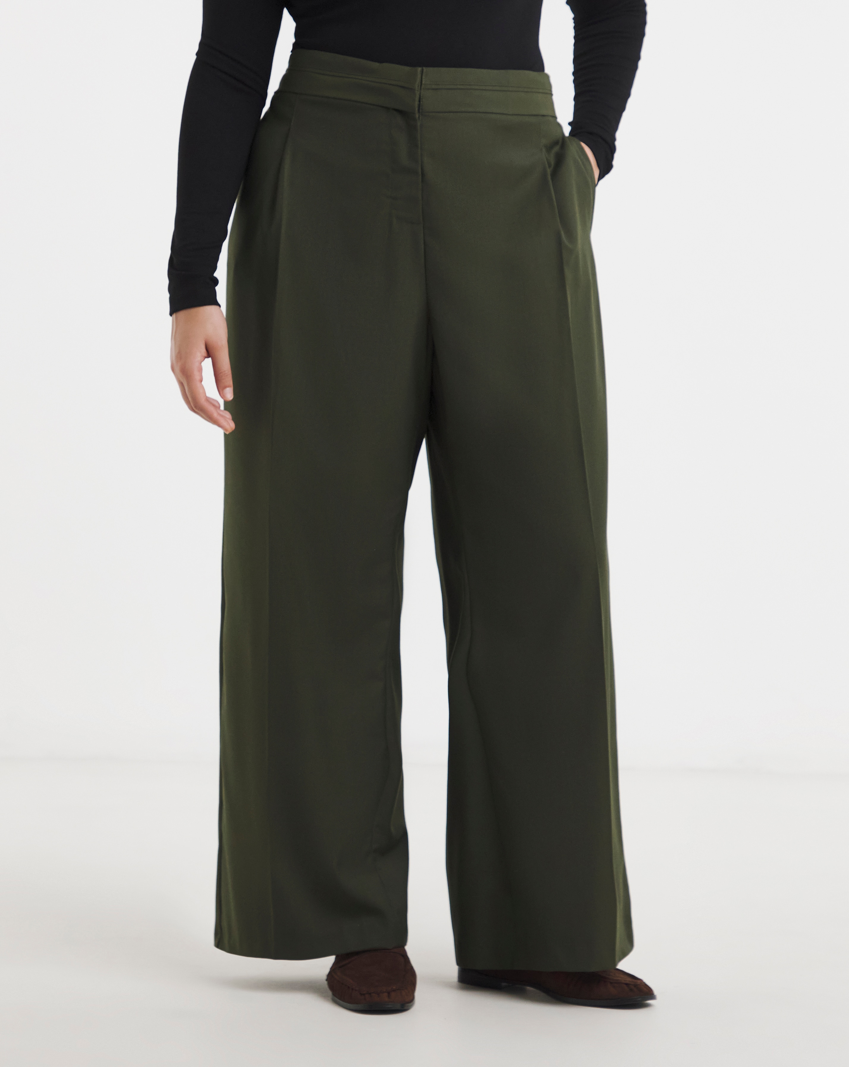Turned Over Waistband Tailored Trouser