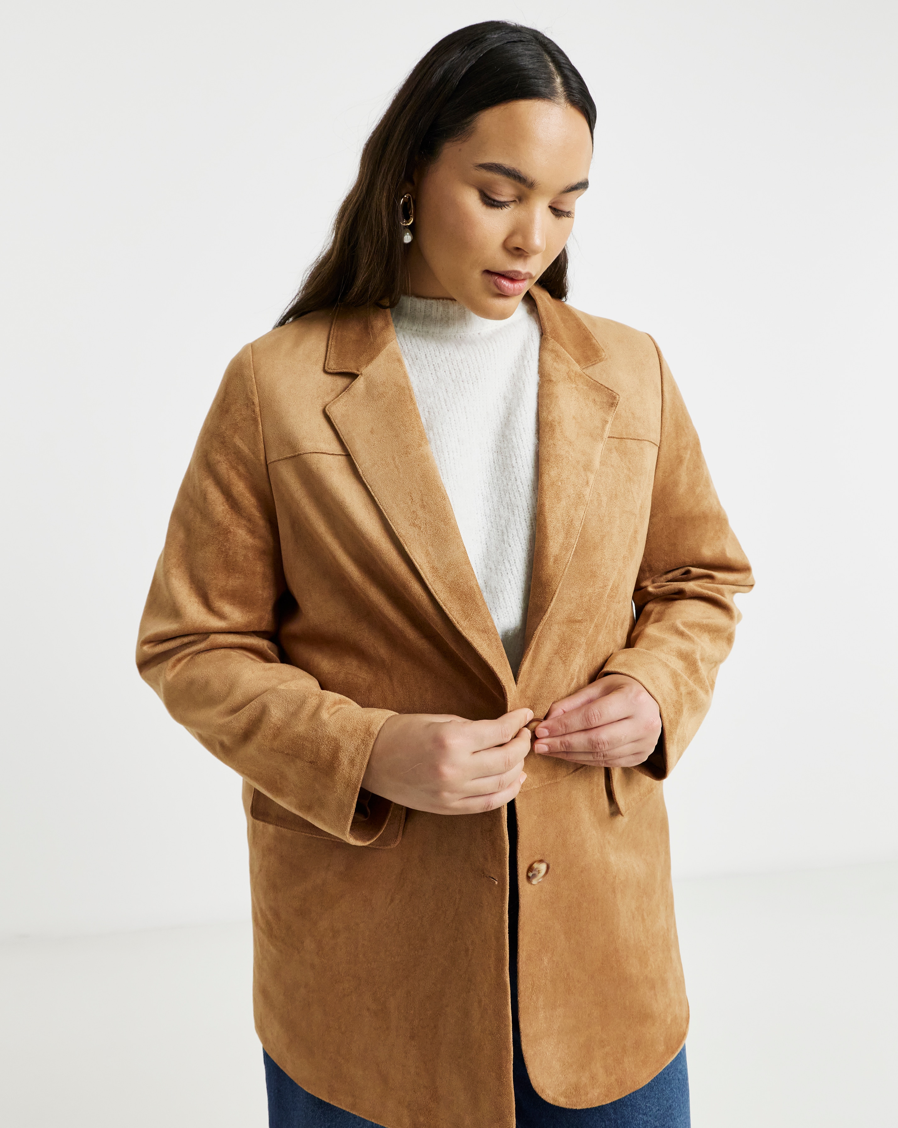 Faux Suedette Blazer