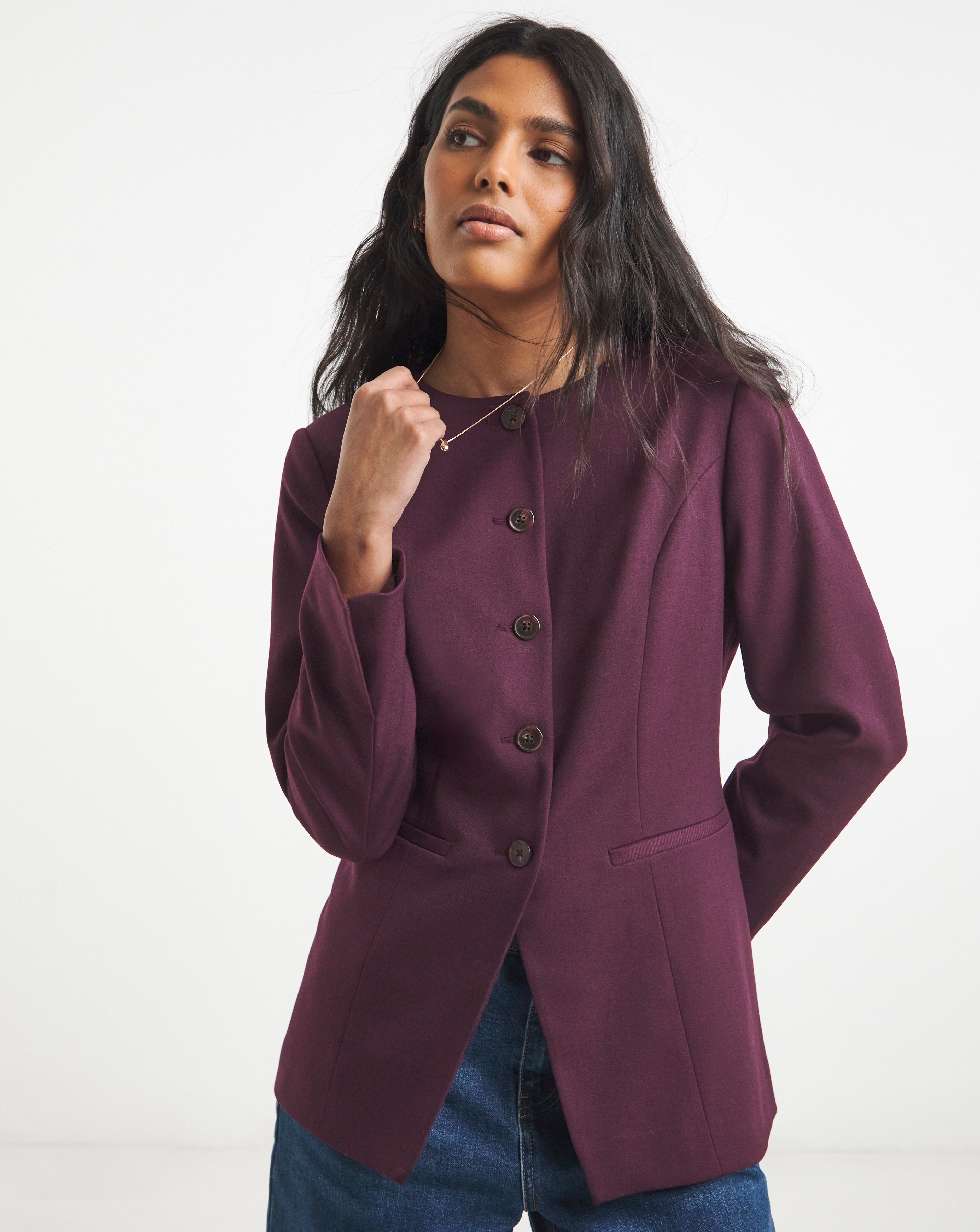 Simply Be Aubergine Collarless Blazer