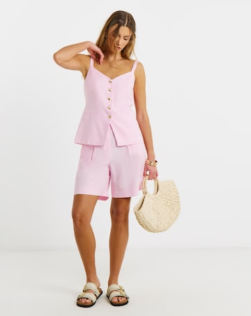 Pink Linen V-Neck Waistcoat