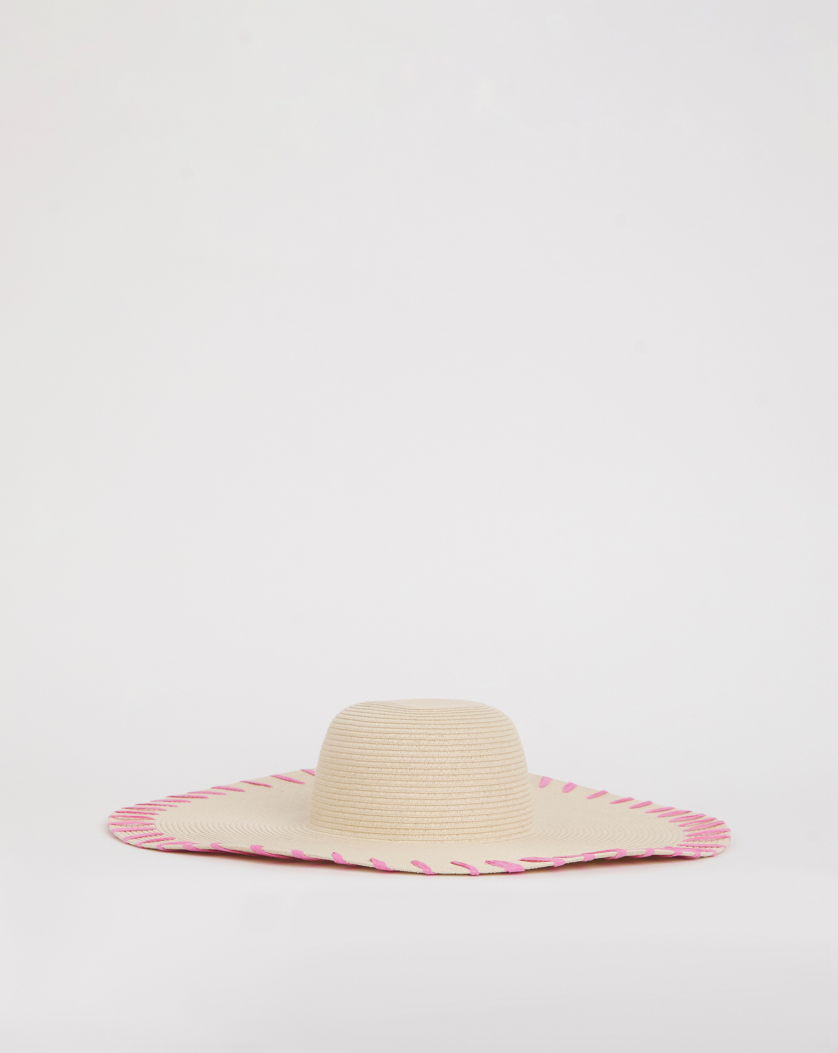 Wide Brim Raffia Edge Straw Hat