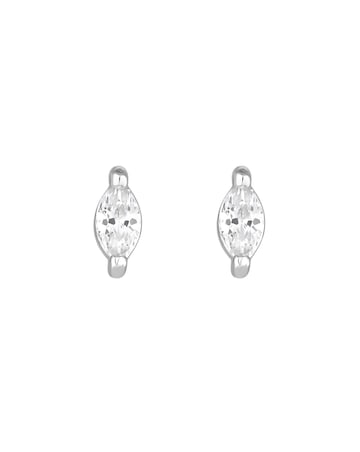 Inicio Silver Plated Recycled Cubic Zirconia Mini Navette Earrings - Gift Pouch