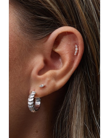 Inicio Silver Plated Recycled Cubic Zirconia Mini Navette Earrings - Gift Pouch