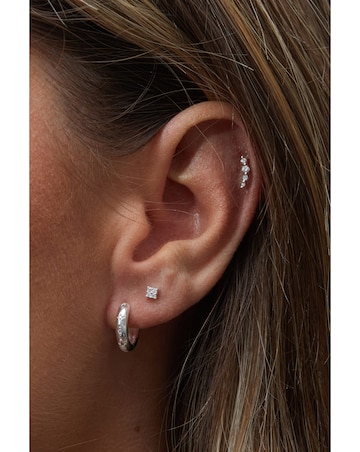 Inicio Silver Plated Recycled Cubic Zirconia Stone Mini Earrings - Gift Pouch