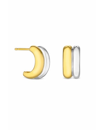 Inicio Two Tone Plated Recycled Mini Hoop Earrings - Gift Pouch