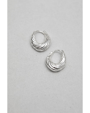 Inicio Silver Plated Recycled Textured Wave Hoop Earrings - Gift Pouch