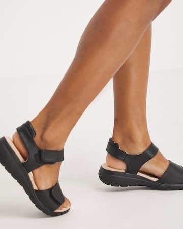 Cushion Walk Black Touch and Close Sandal Extra Wide Fit (EEE)