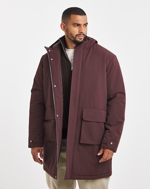 Burgundy Smart Padded Mid Length Parka