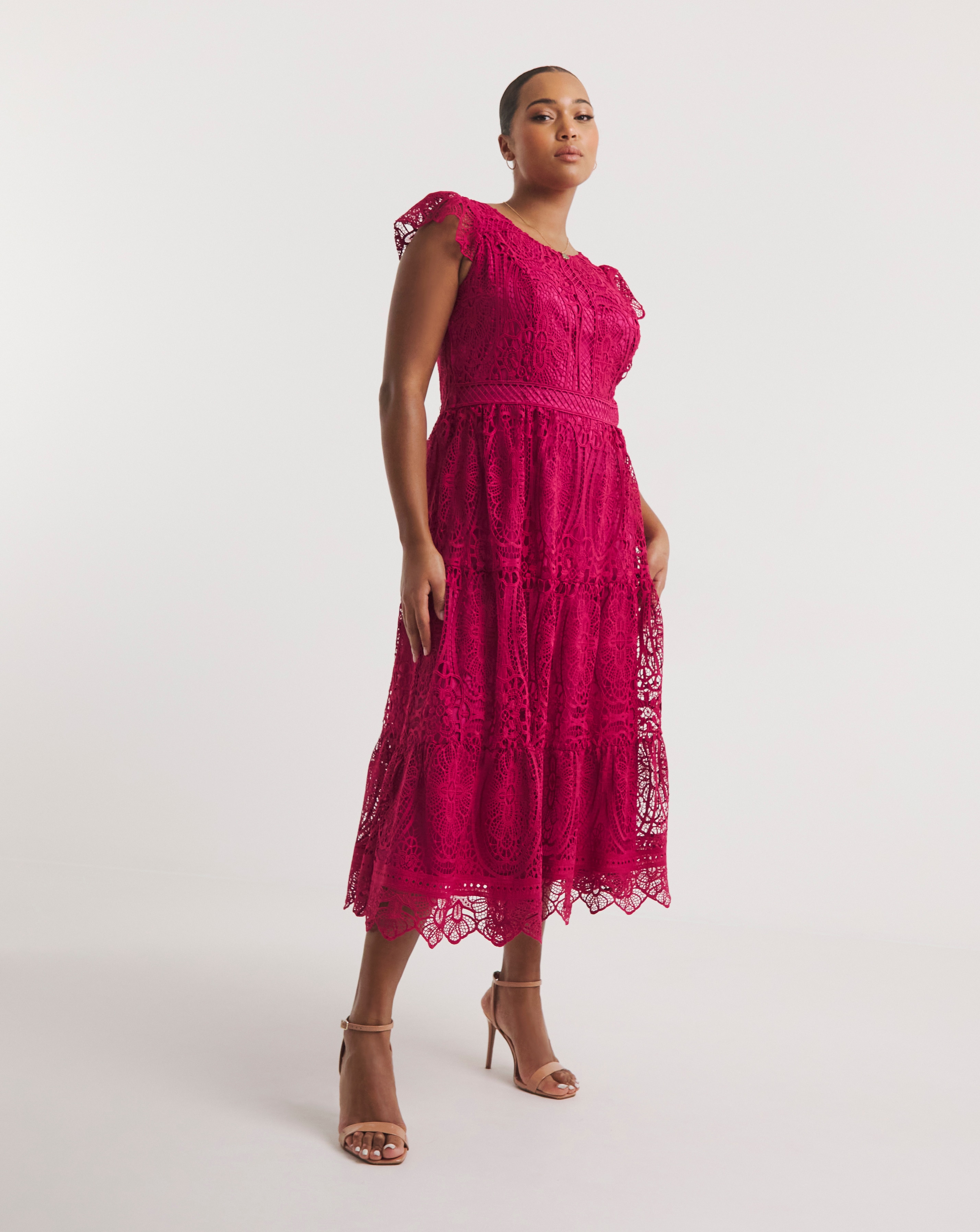 Joanna Hope Geo Lace Prom Dress