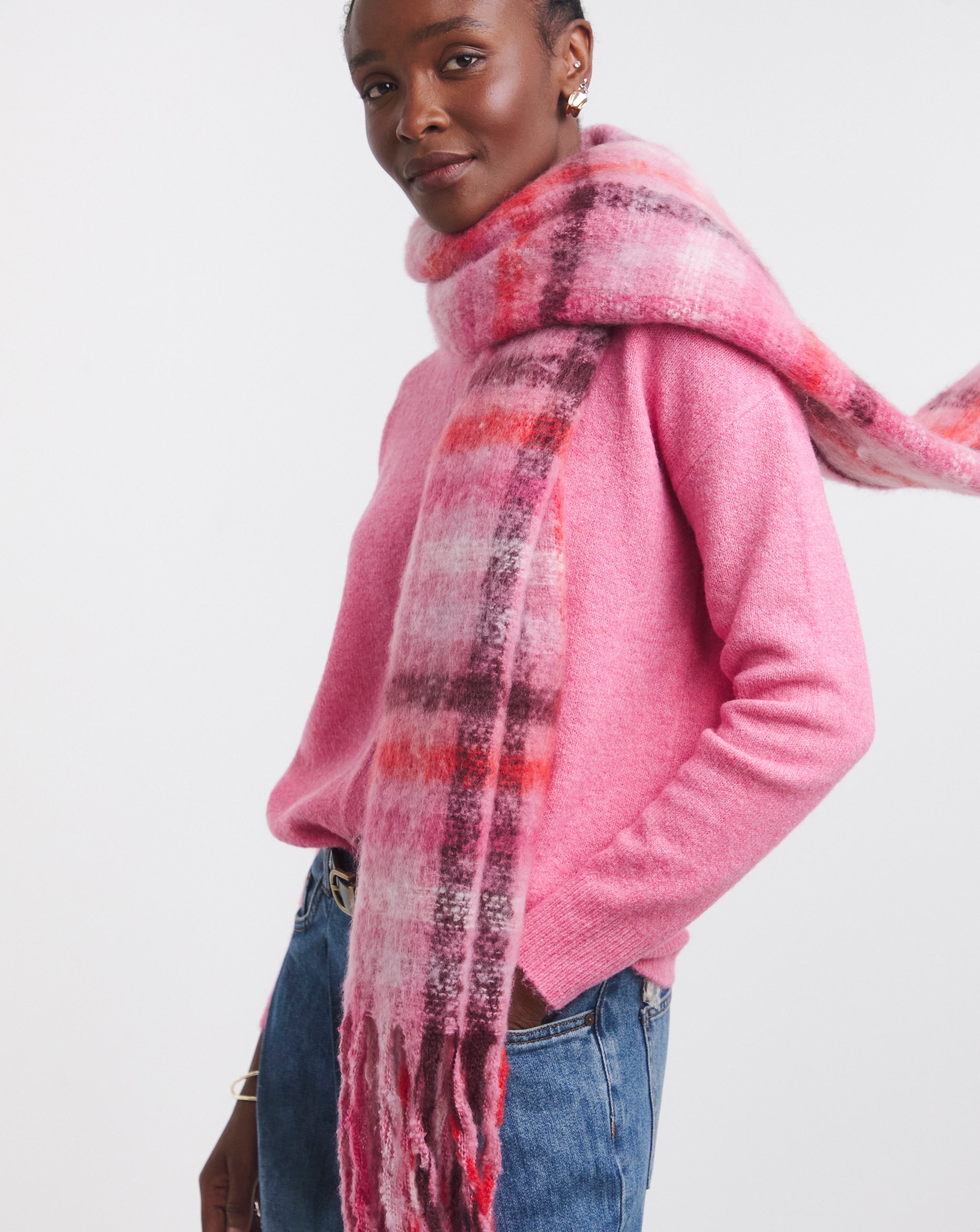 Multi Check Blanket Scarf