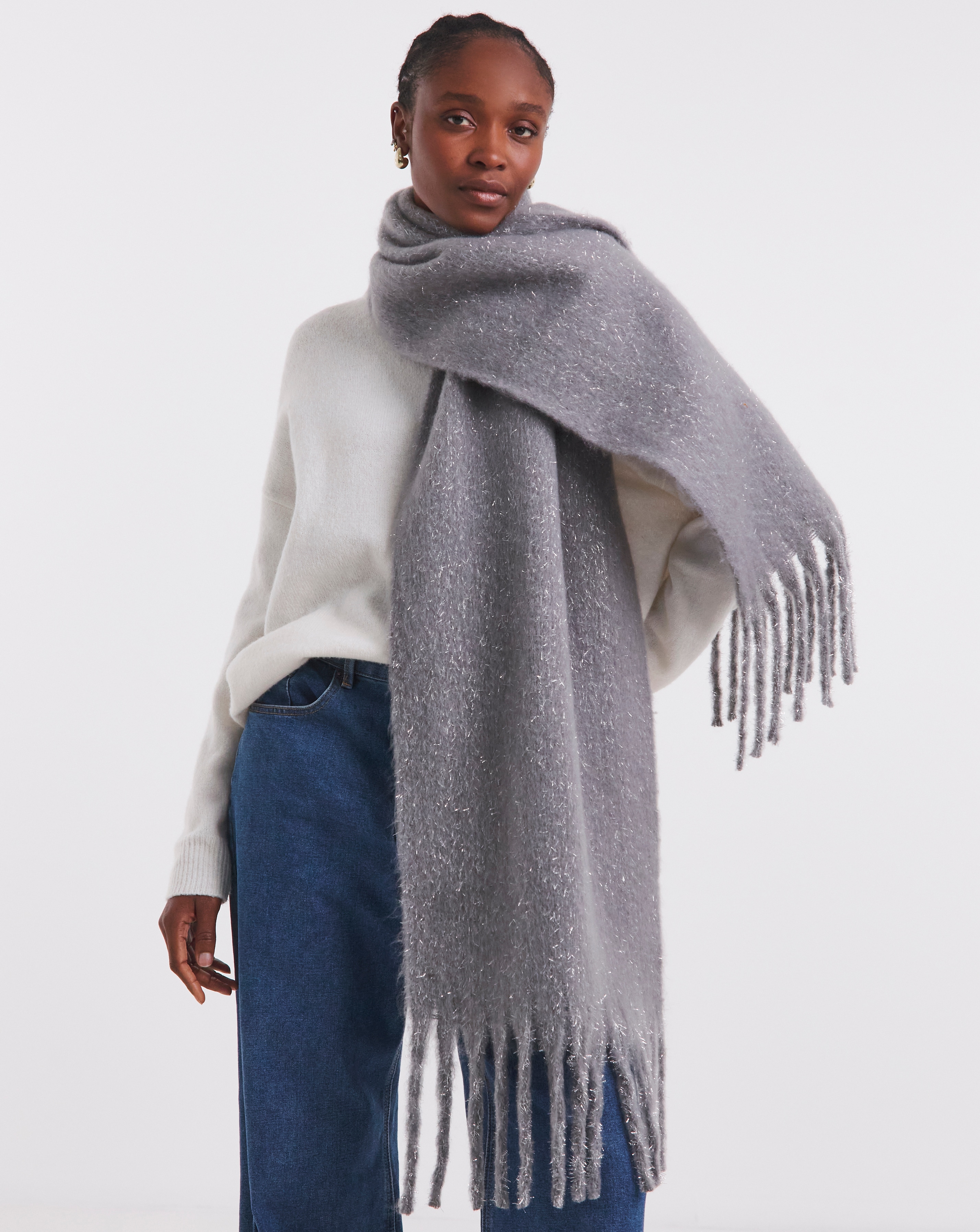 Lurex Fluffy Blanket Scarf
