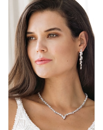 Jon Richard Silver Plated Clear Navette Charlotte Drop Earring