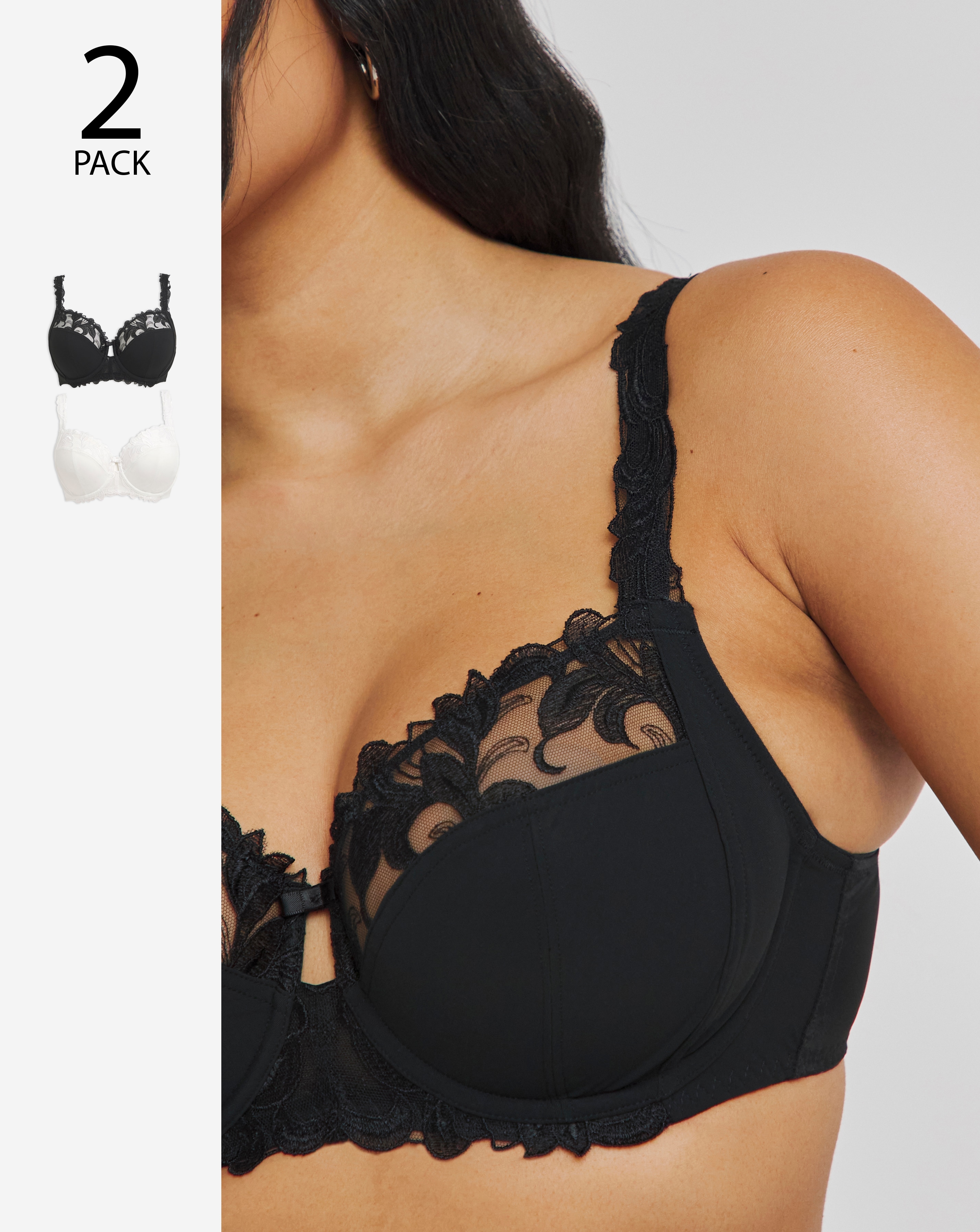 2 Pack Flora Underwired Full Cup Bras