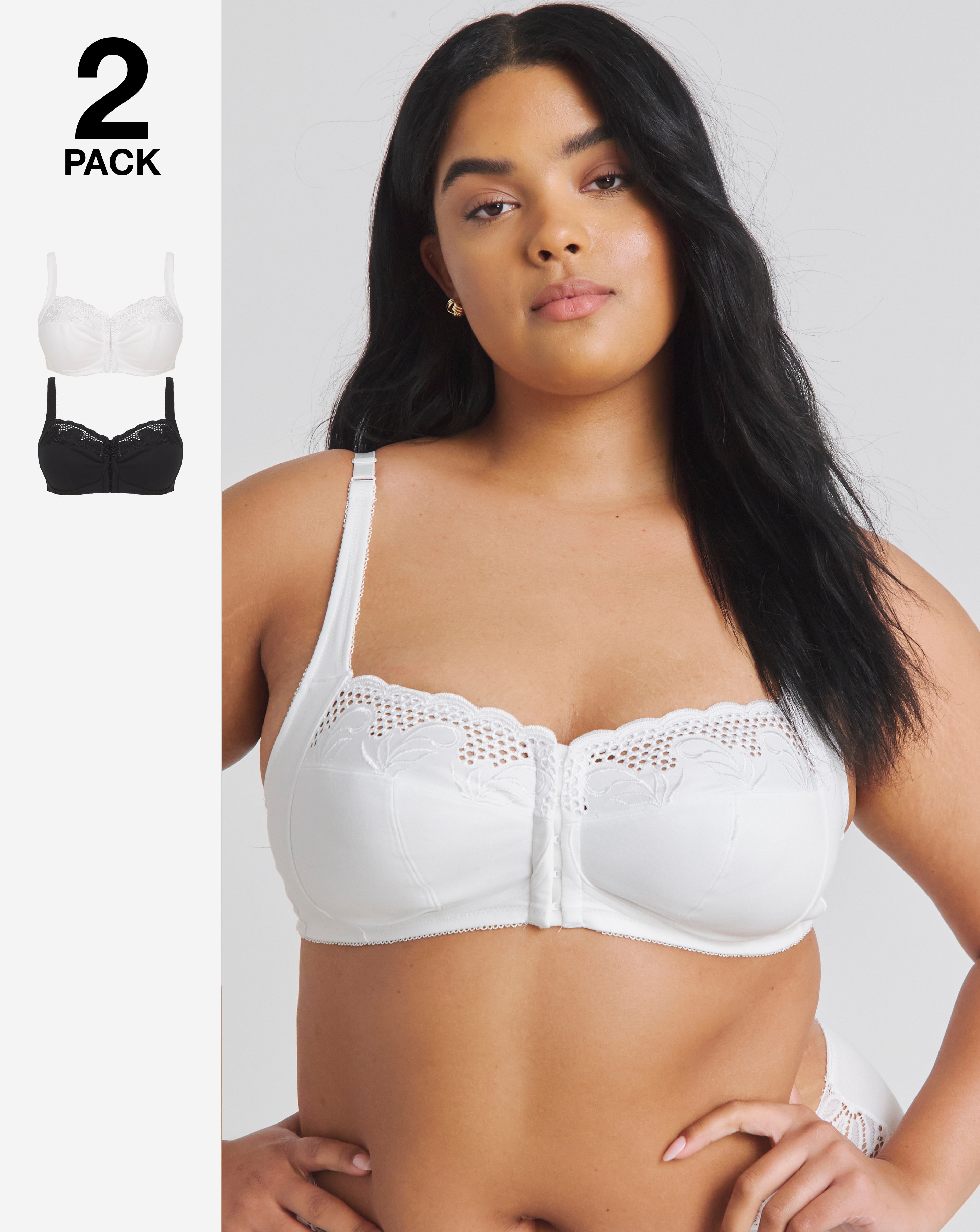2 Pack Elana Full Cup Front Fasten Bras