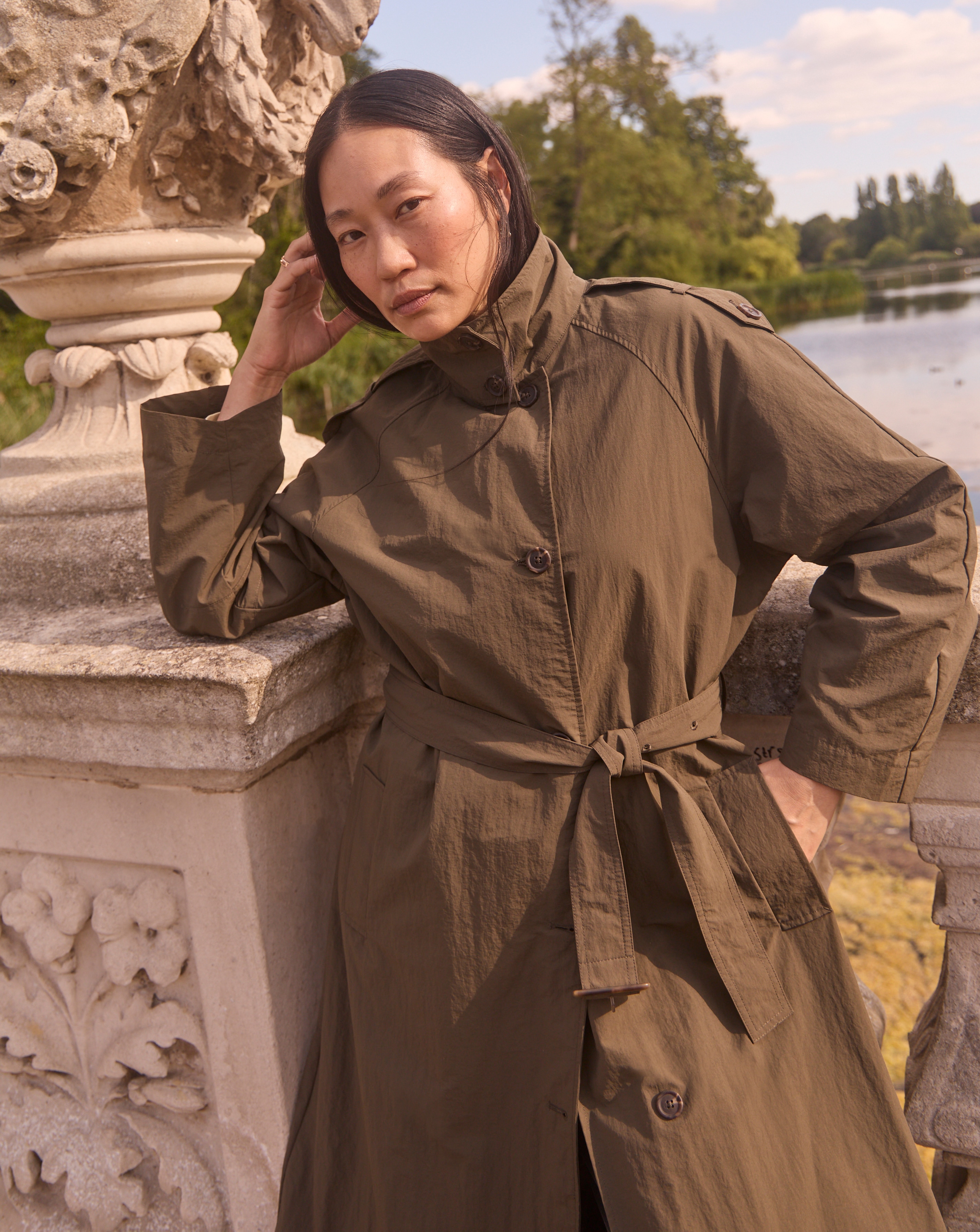 Funnel Neck Trench Coat