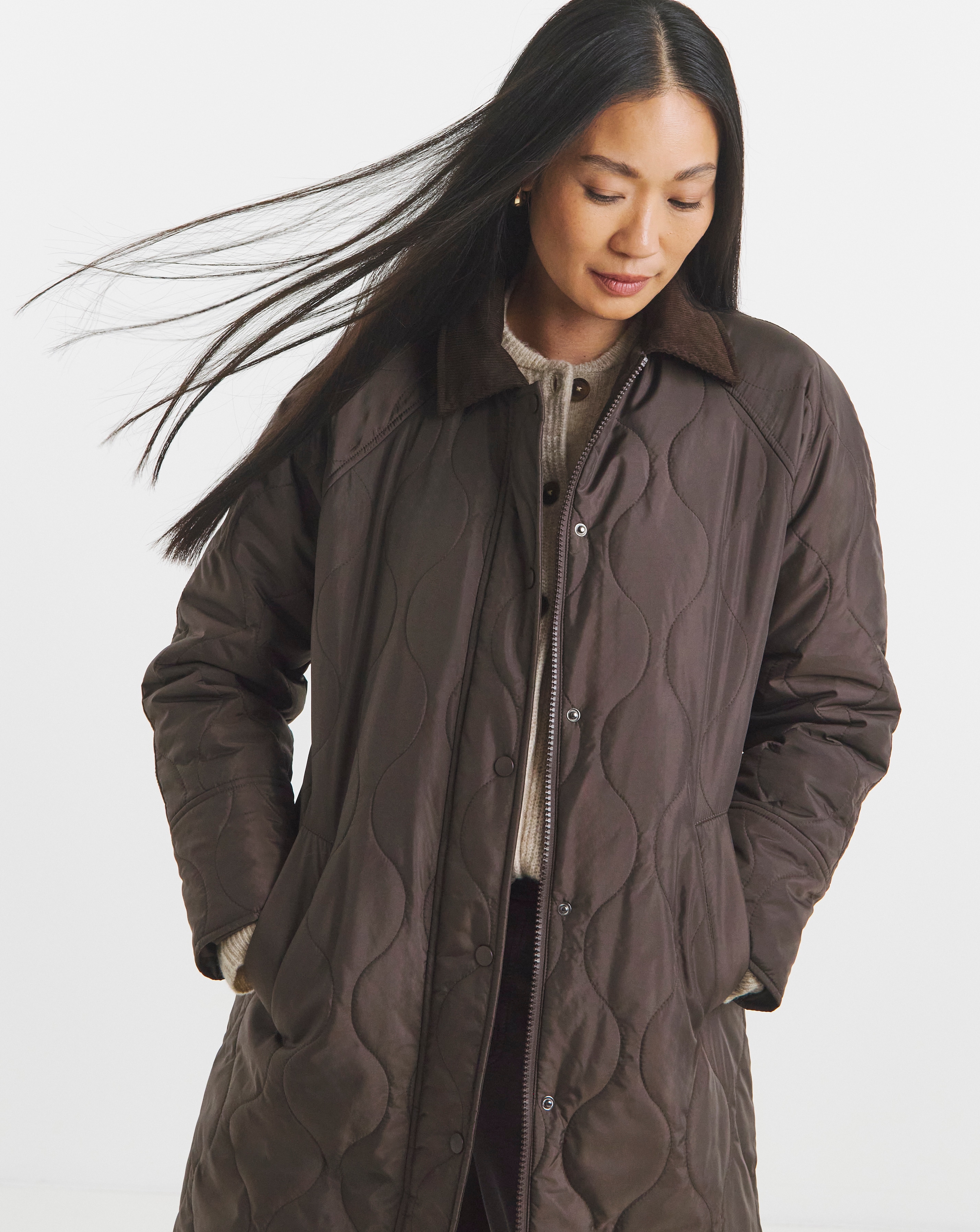 Cord Collar Quilted Barn Coat