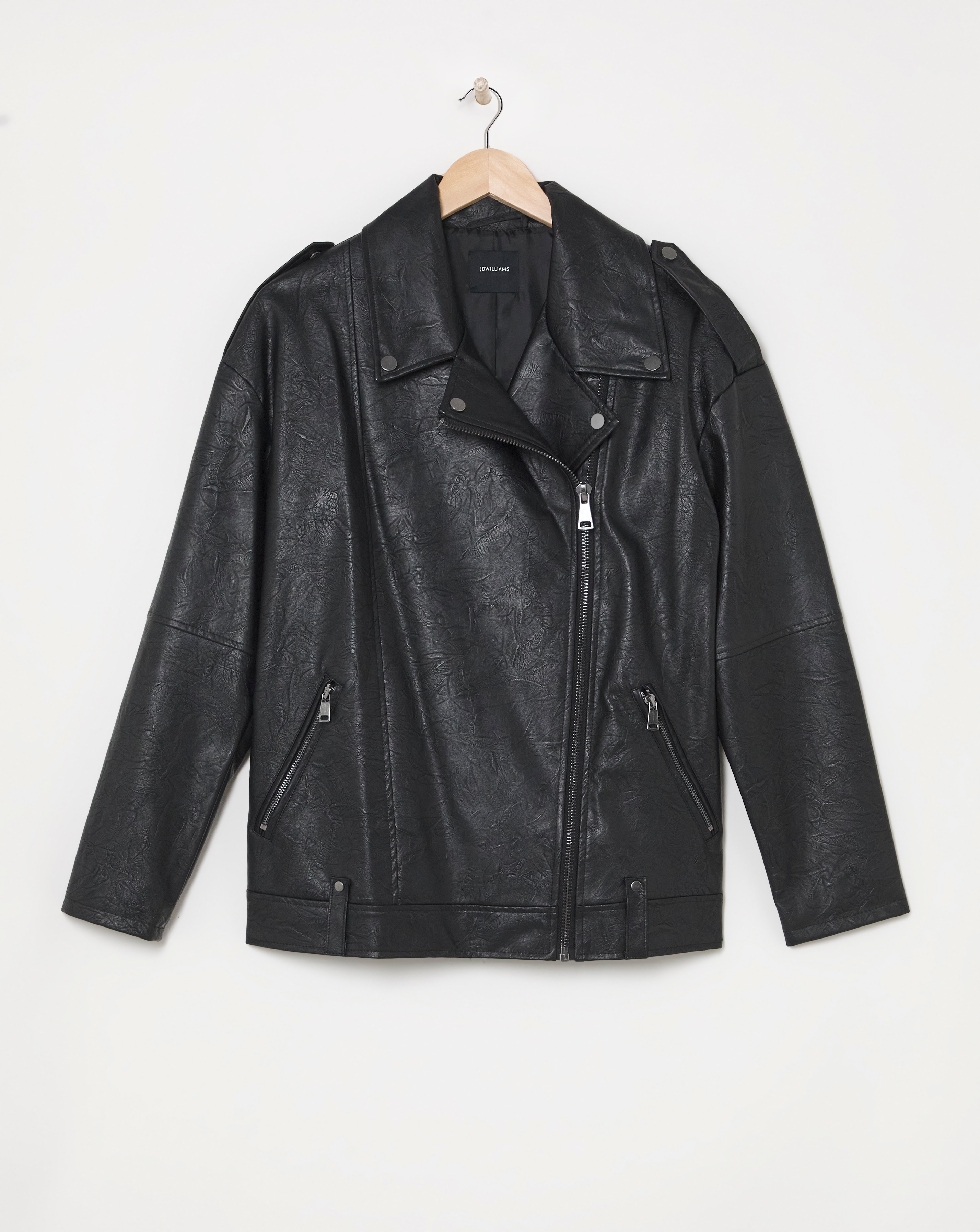 Oversized Crinkle Textured PU Biker