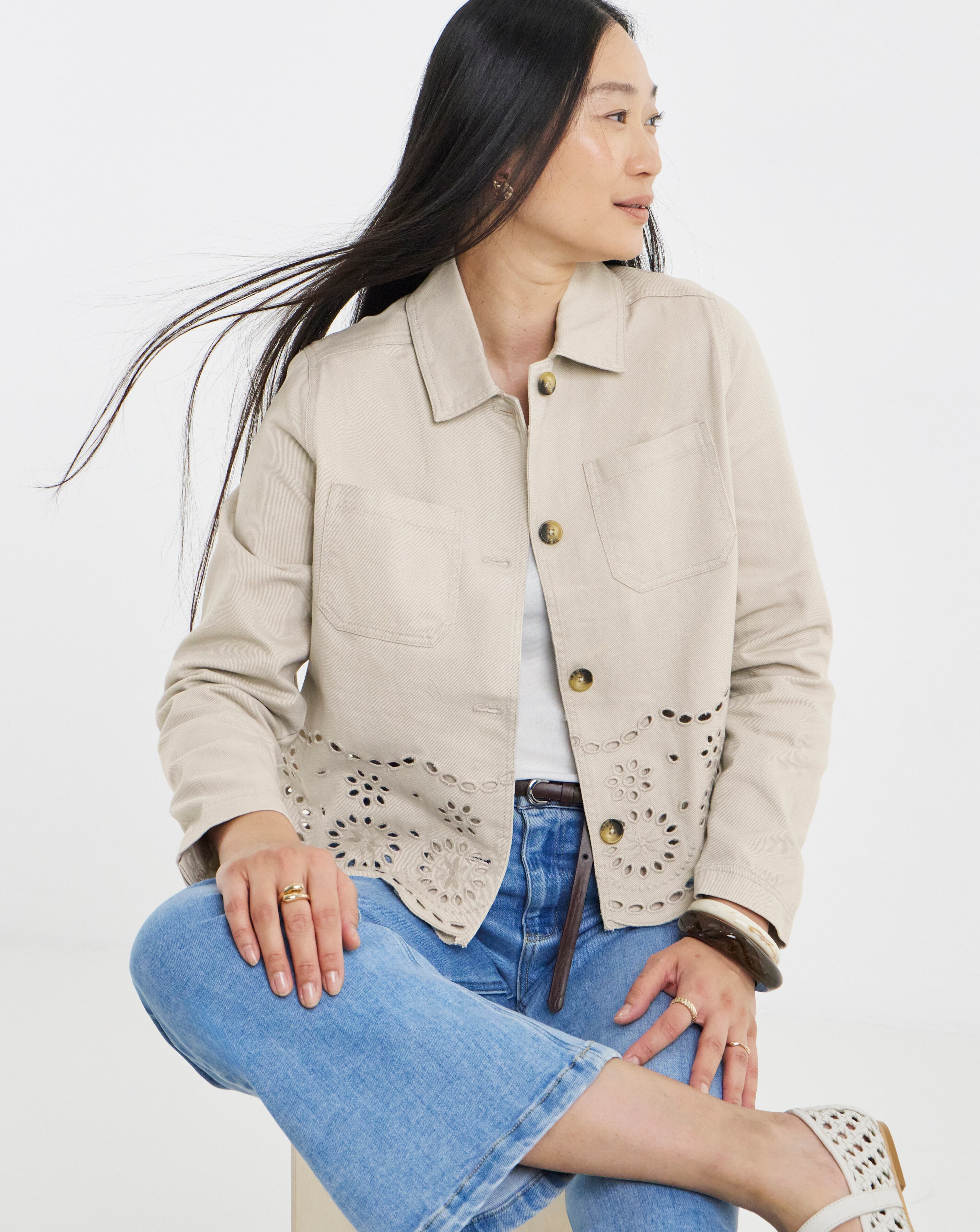 Pue Cotton Broderie Utility Jacket