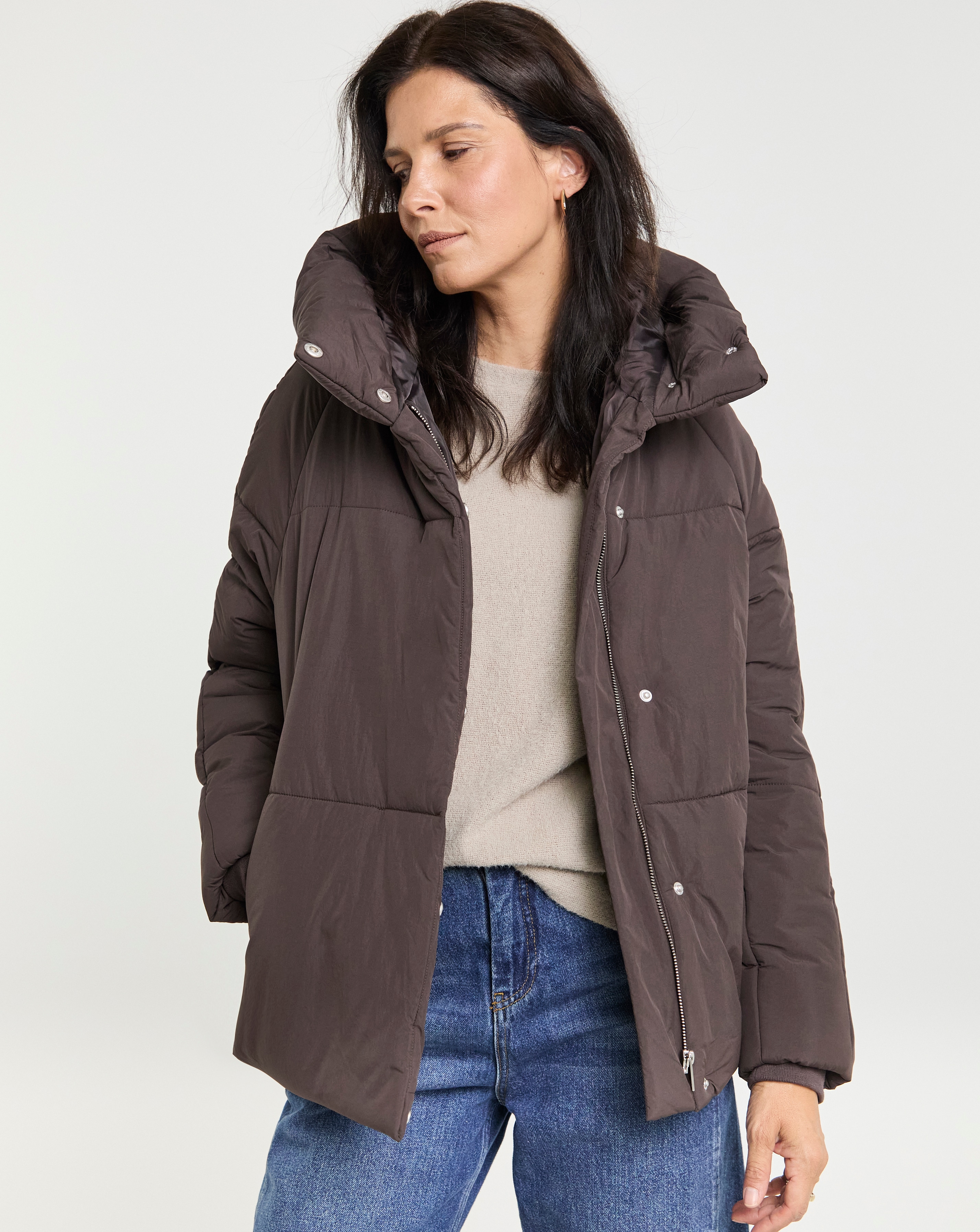 Funnel Neck Padded Coat