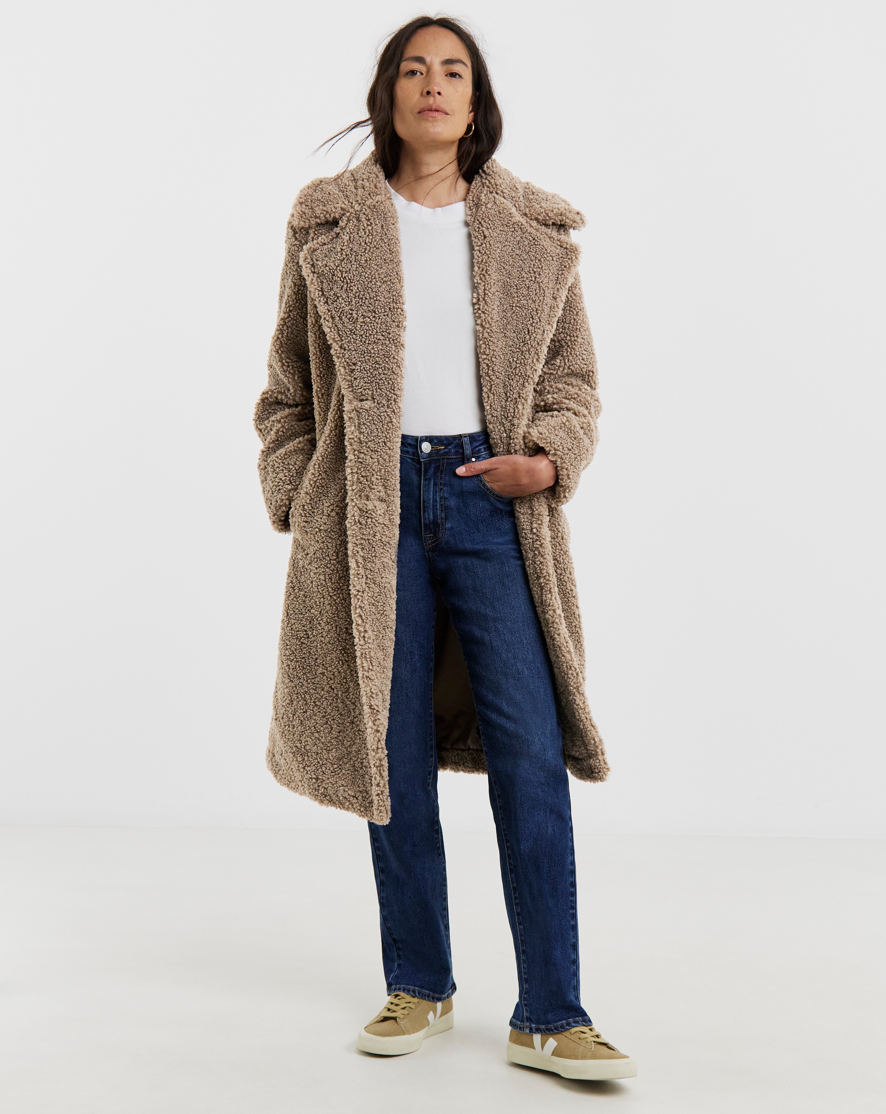 Button Front Borg Teddy Coat