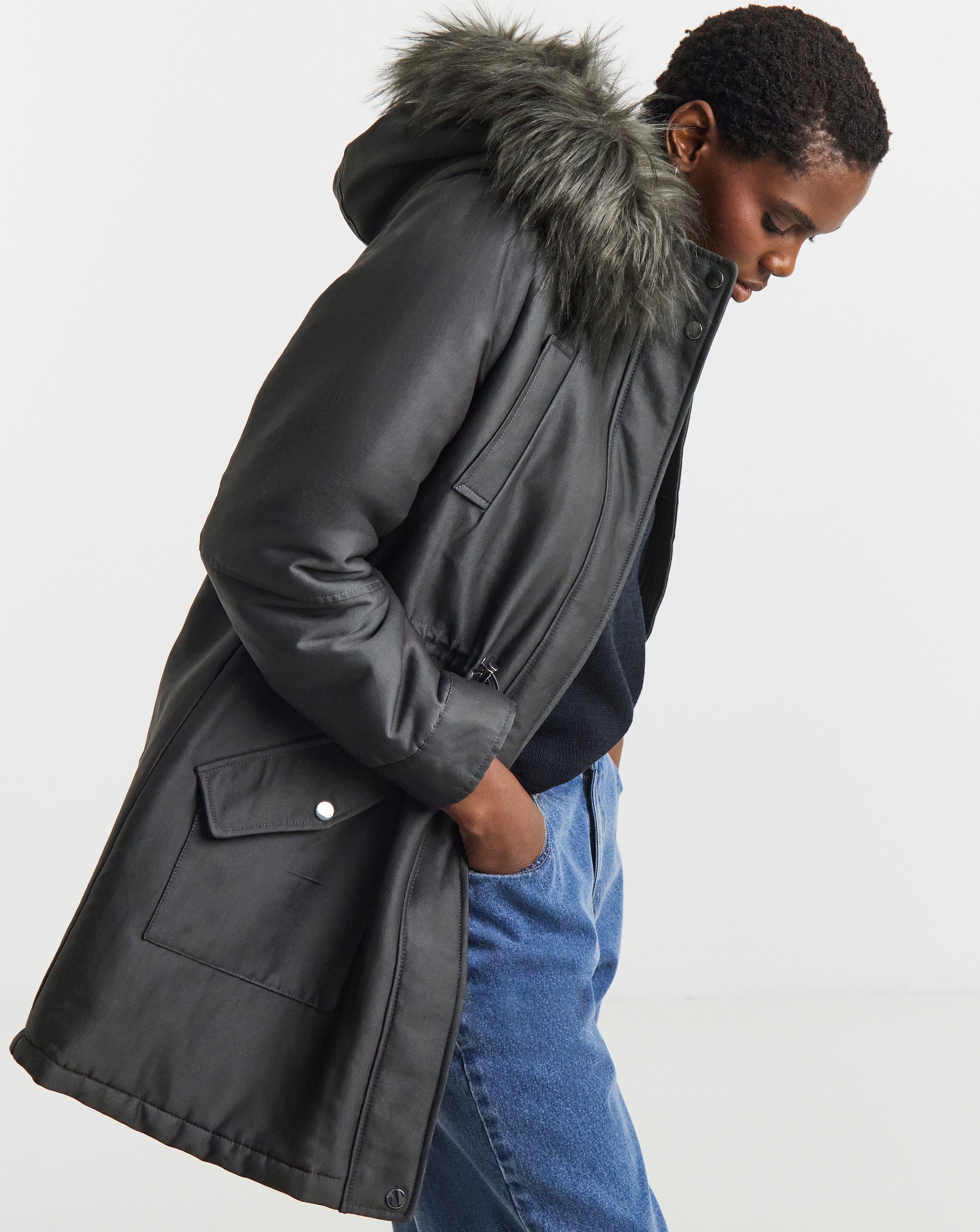 Faux Fur Lined Parka Coat