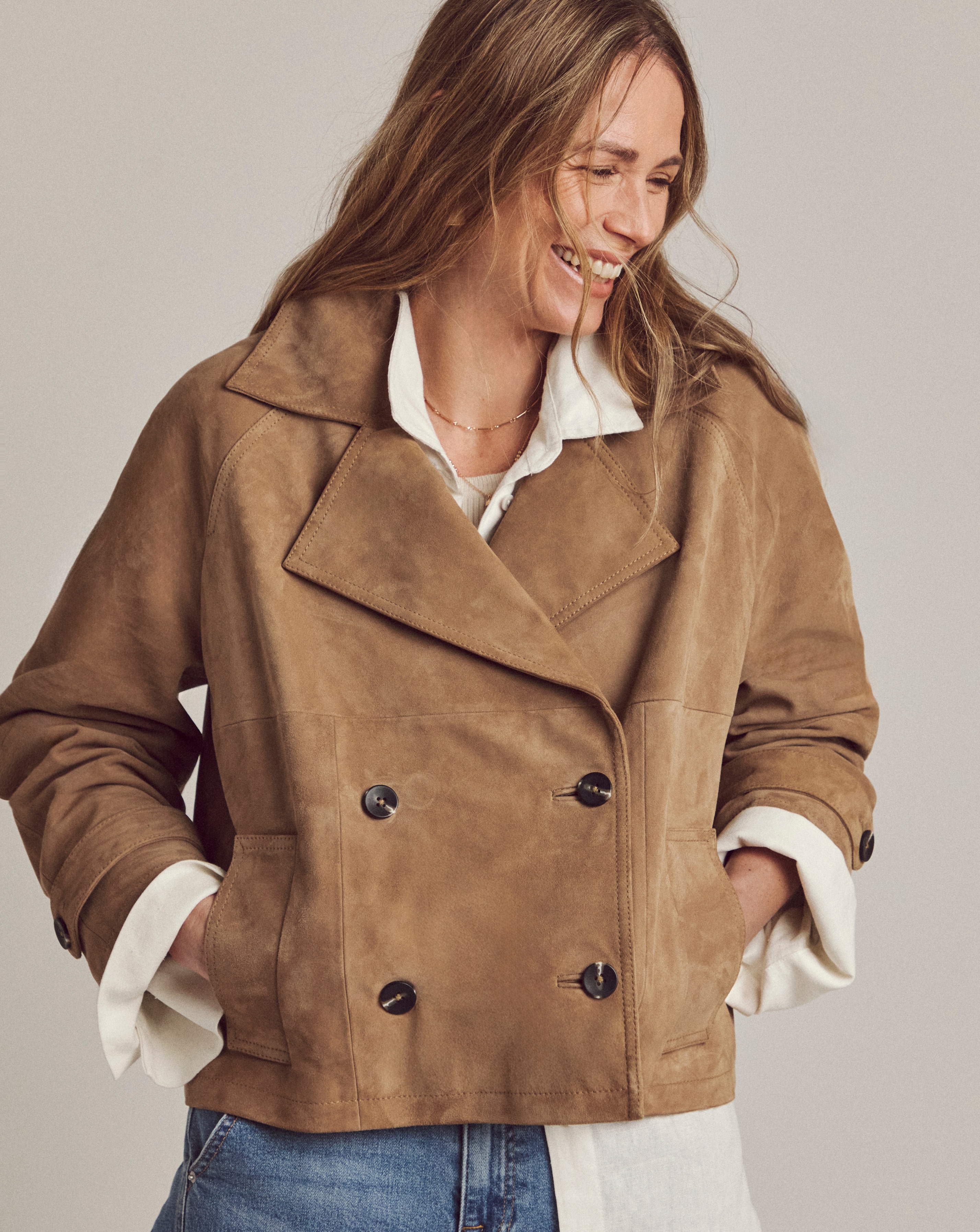 Anthology Suede Short Trench Jacket