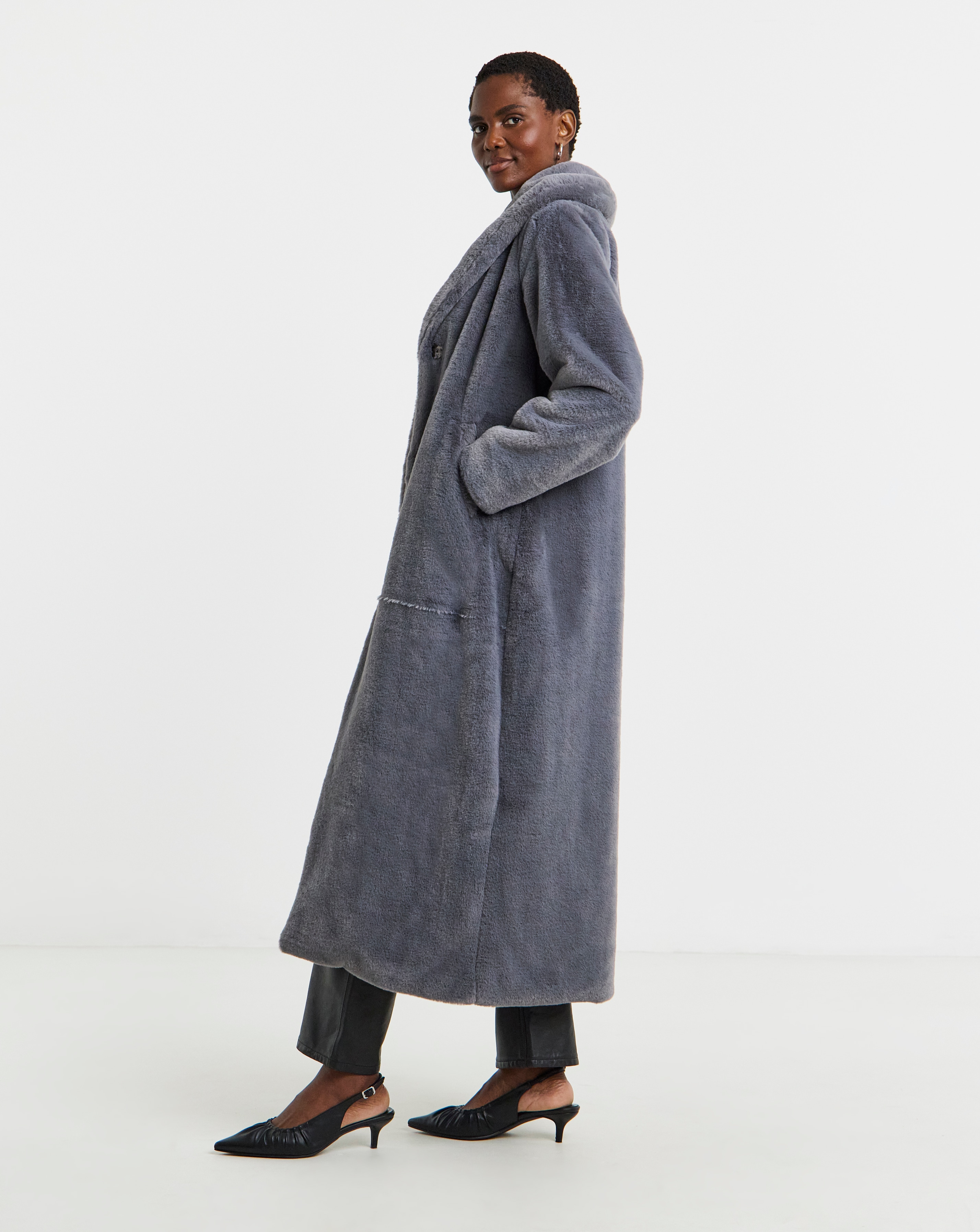 Longline Faux Fur Coat
