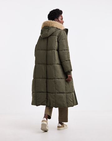 Dark Green Longline Padded Coat