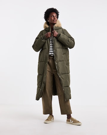 Dark Green Longline Padded Coat