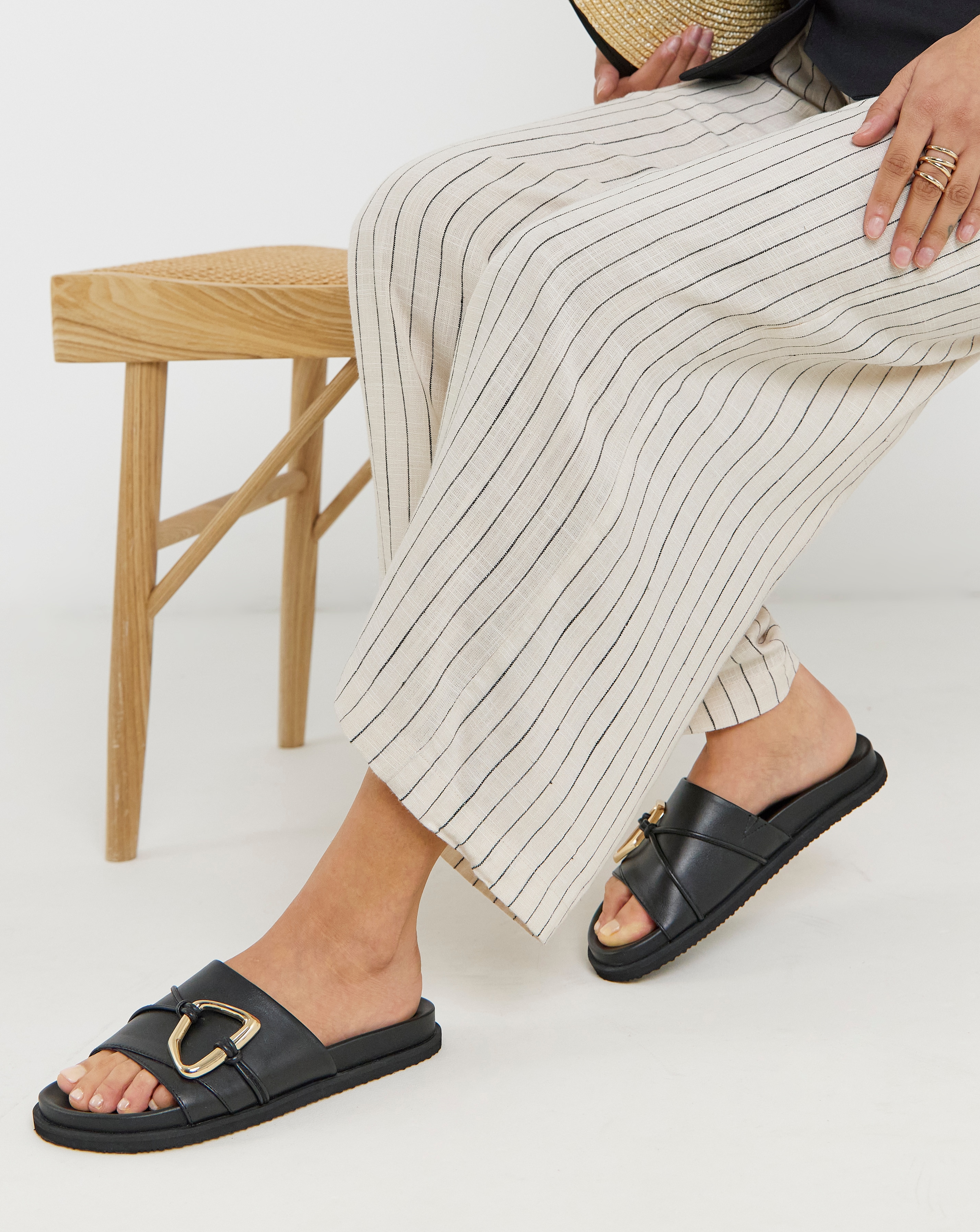 Oversized Trim Mule Sandal Wide