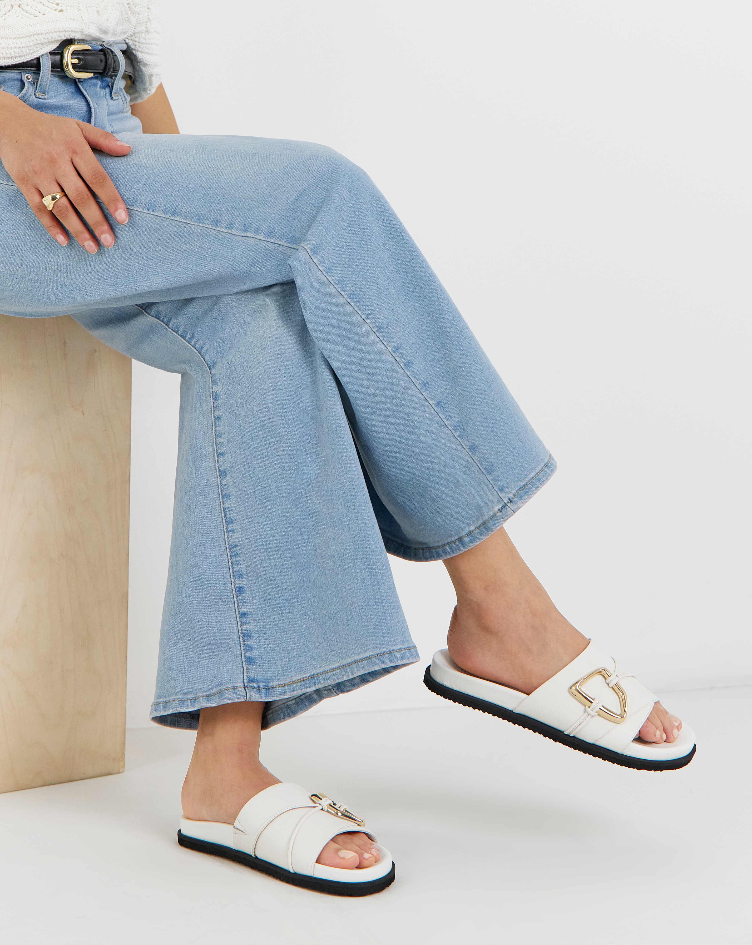 Oversized Trim Mule Sandal Wide