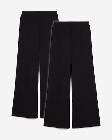 2 Pack Black Jersey Wide Leg Trousers