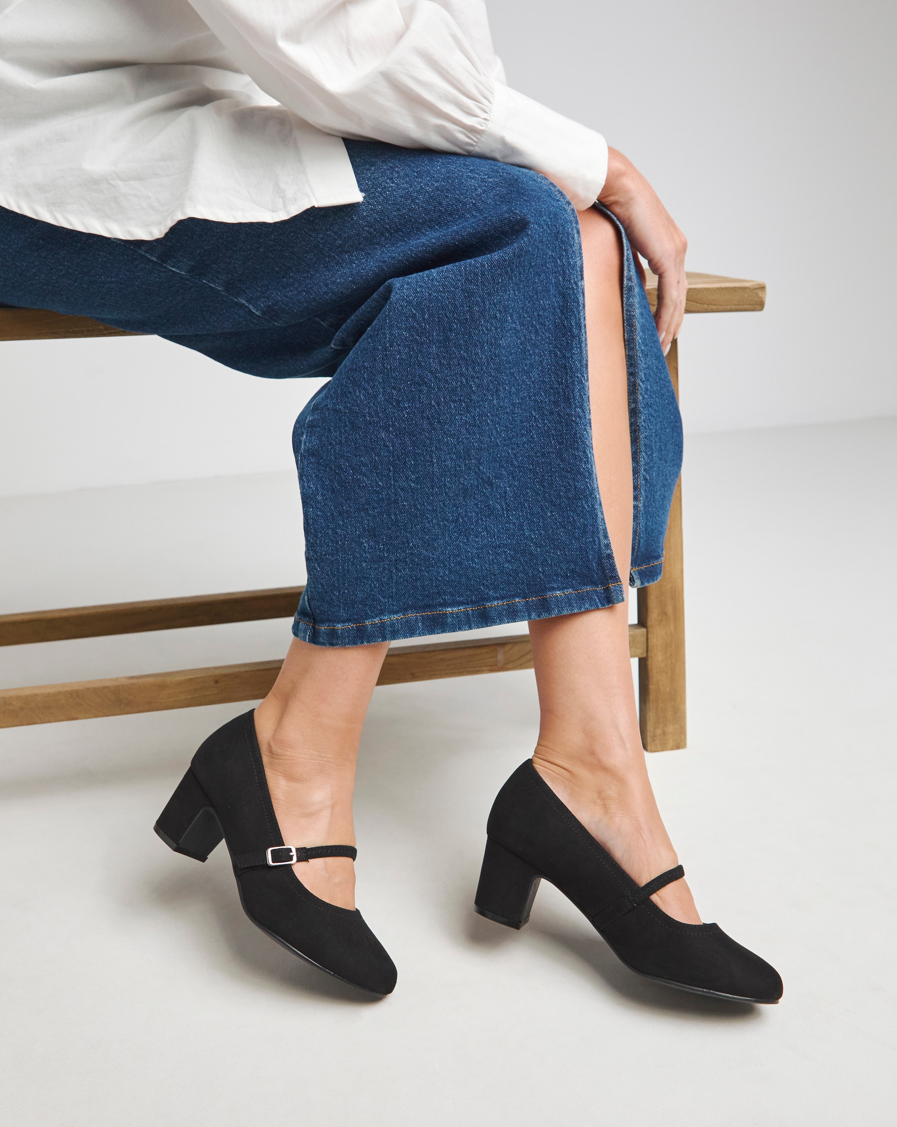 Low Block Heel Mary Jane Wide Fit
