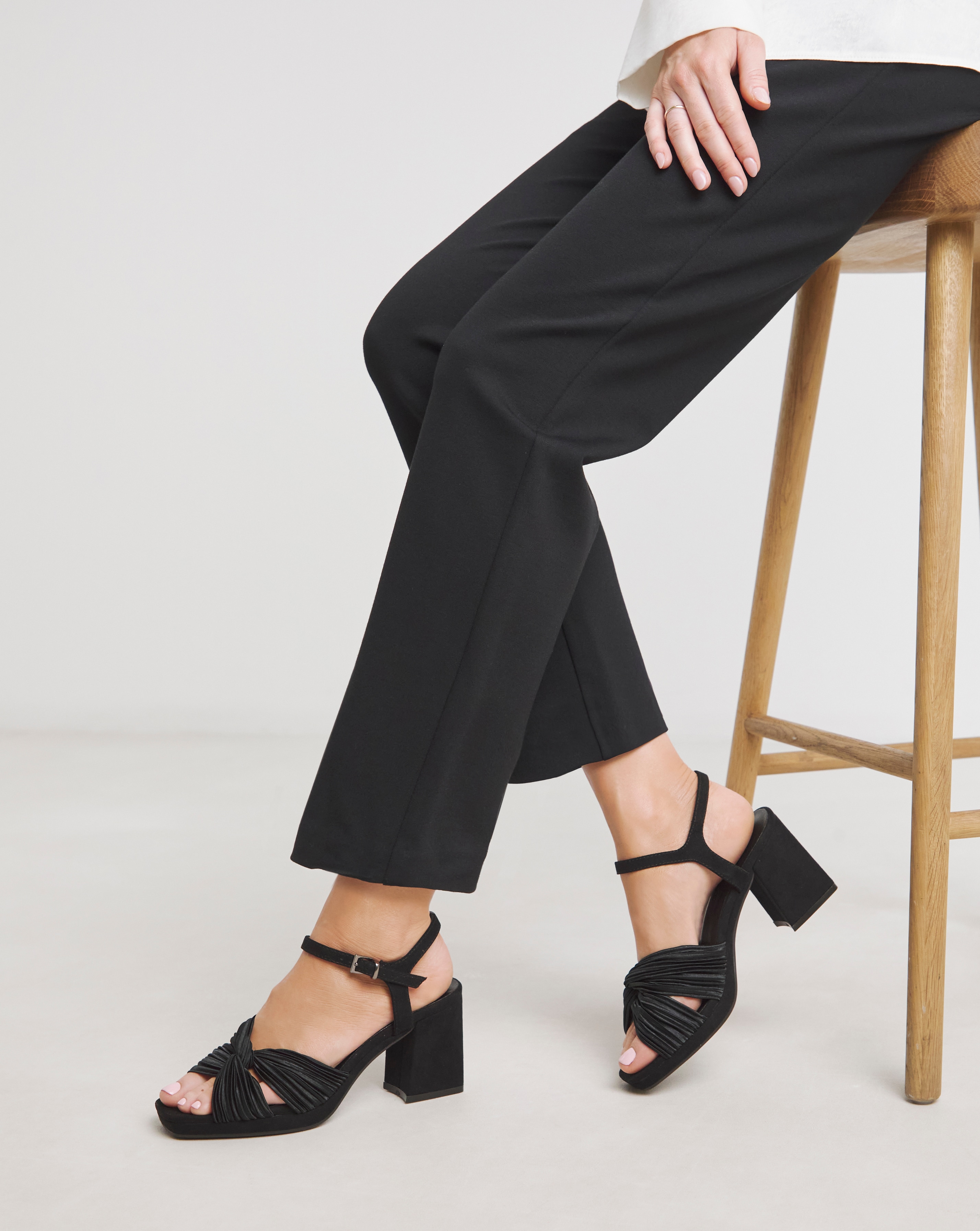 Crossover Detail Heeled Sandal Wide