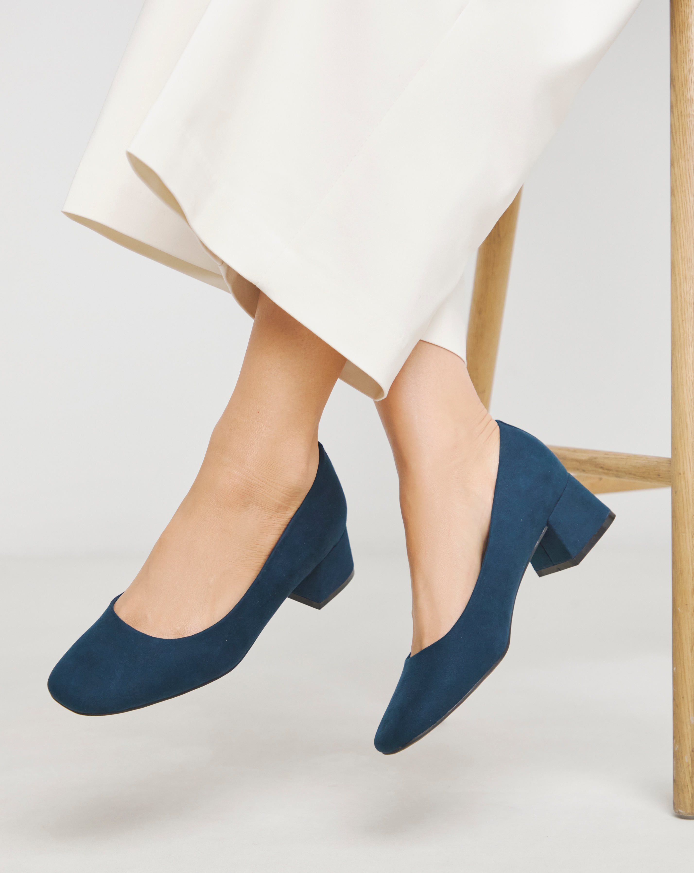 Low Block Heel Court Shoes Wide