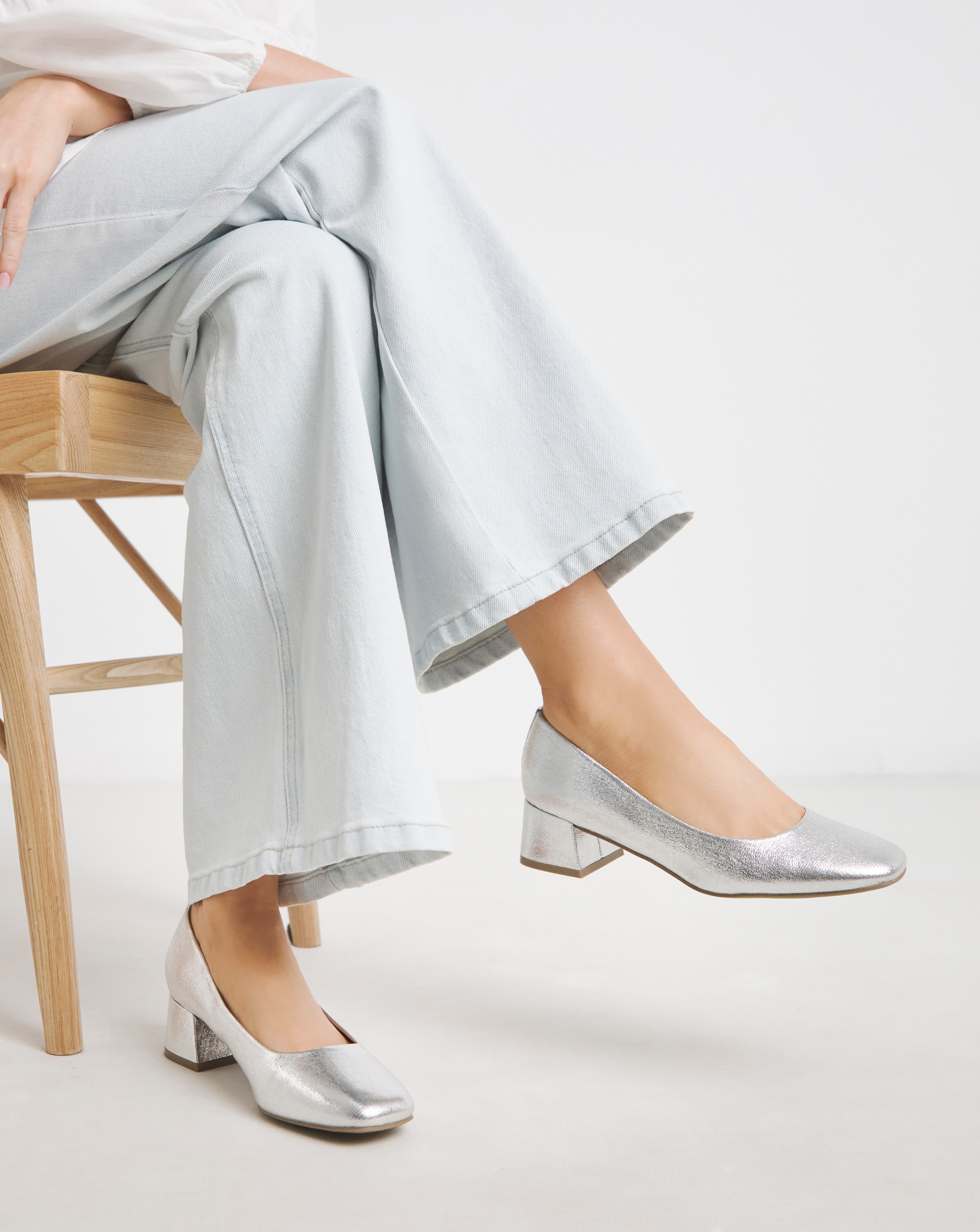 Low Block Heel Court Shoes Wide