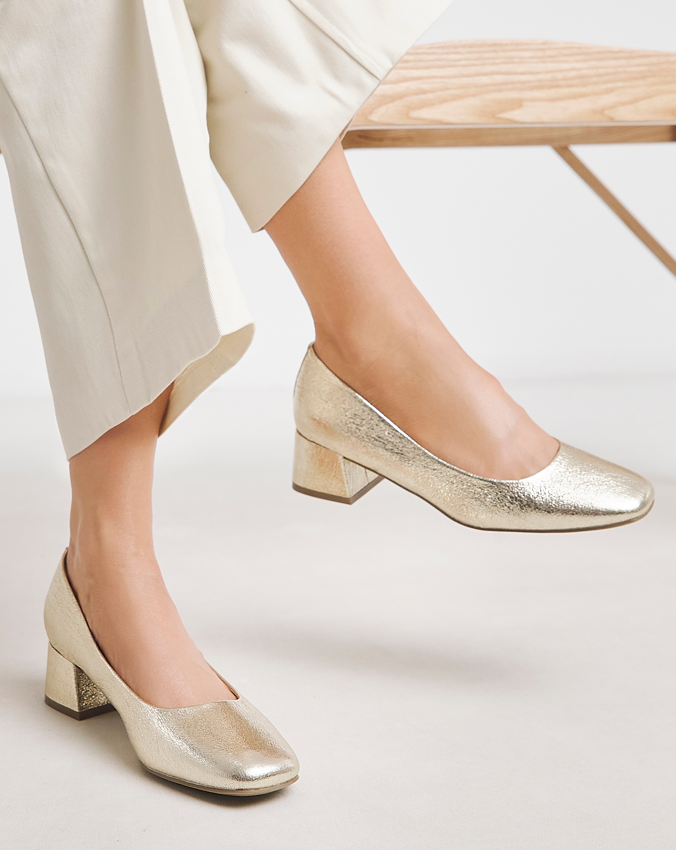 Low Block Heel Court Shoes Wide