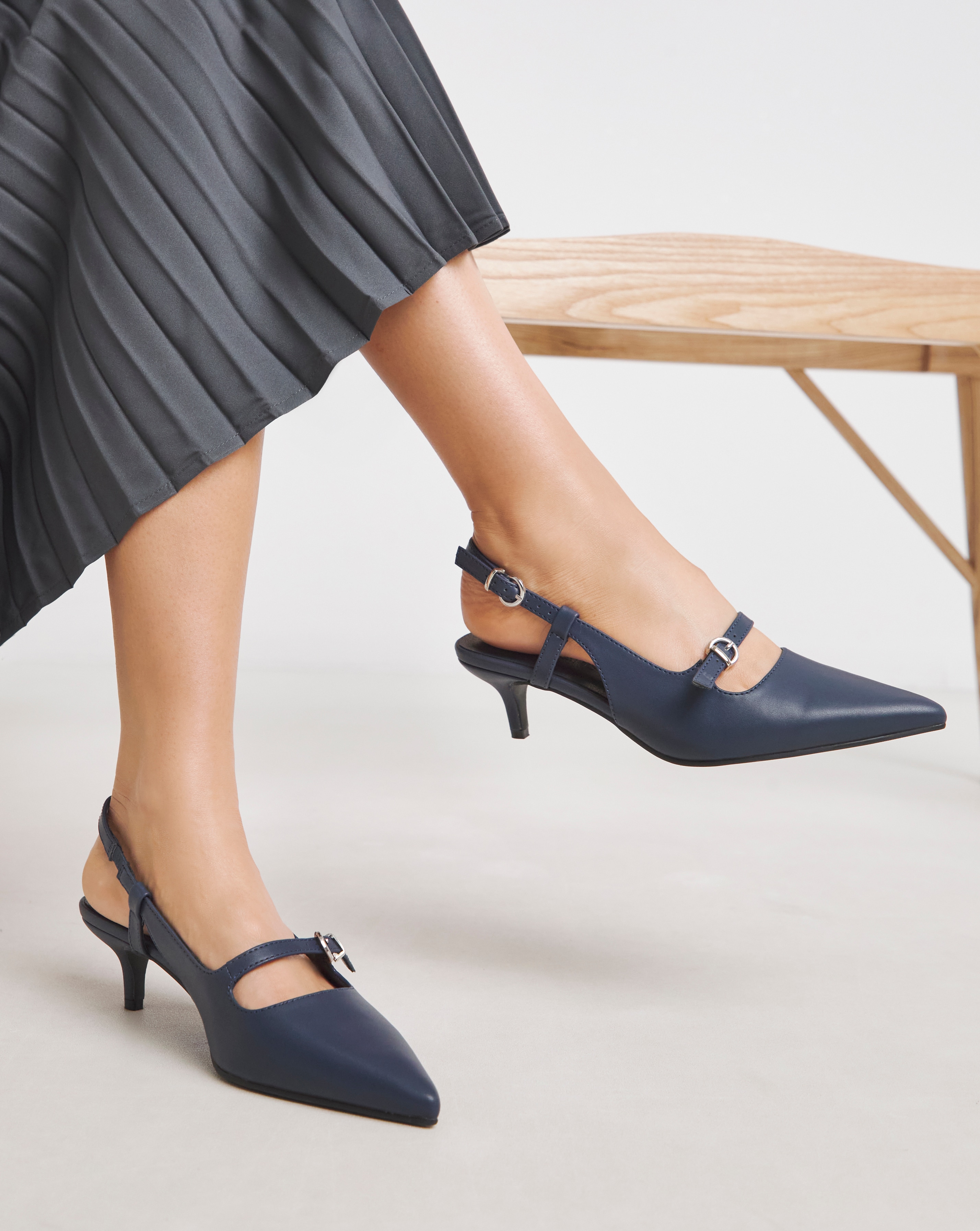 Pointed Slingback Shoes Ex Wide