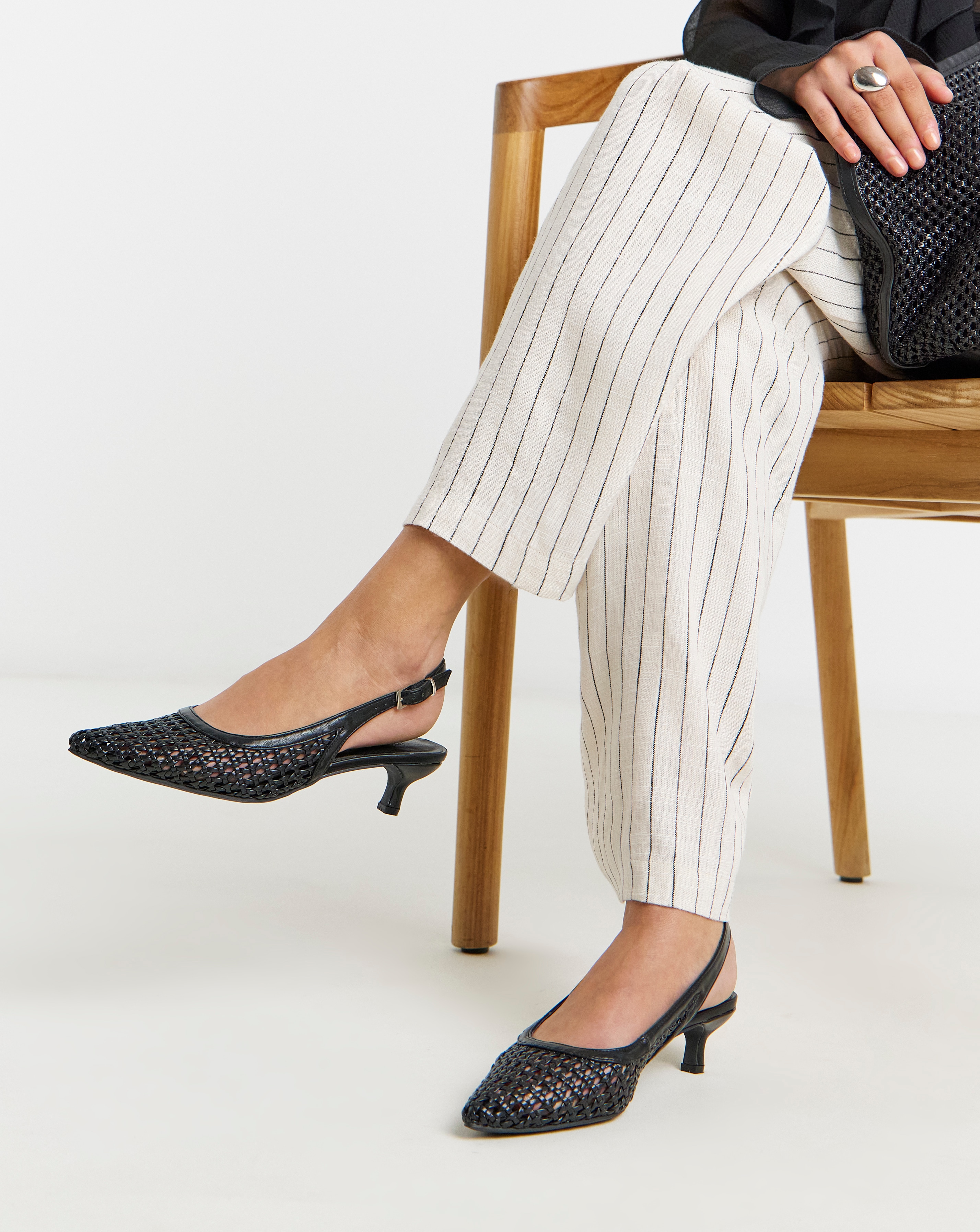 New In - Woven Pointed Toe Slingbacks Wide