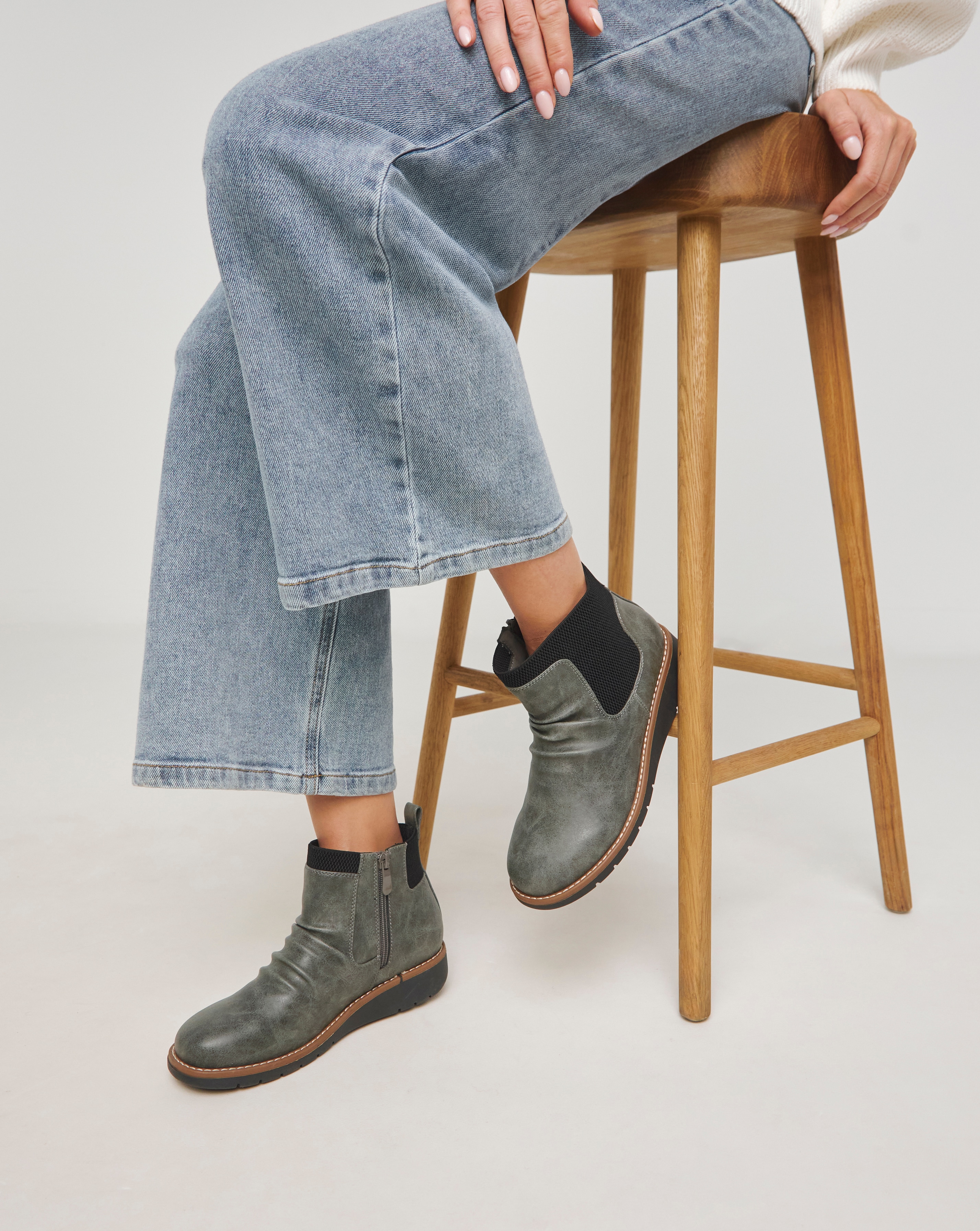 Low Wedge Ruched Boot Ex Wide EEE Fit